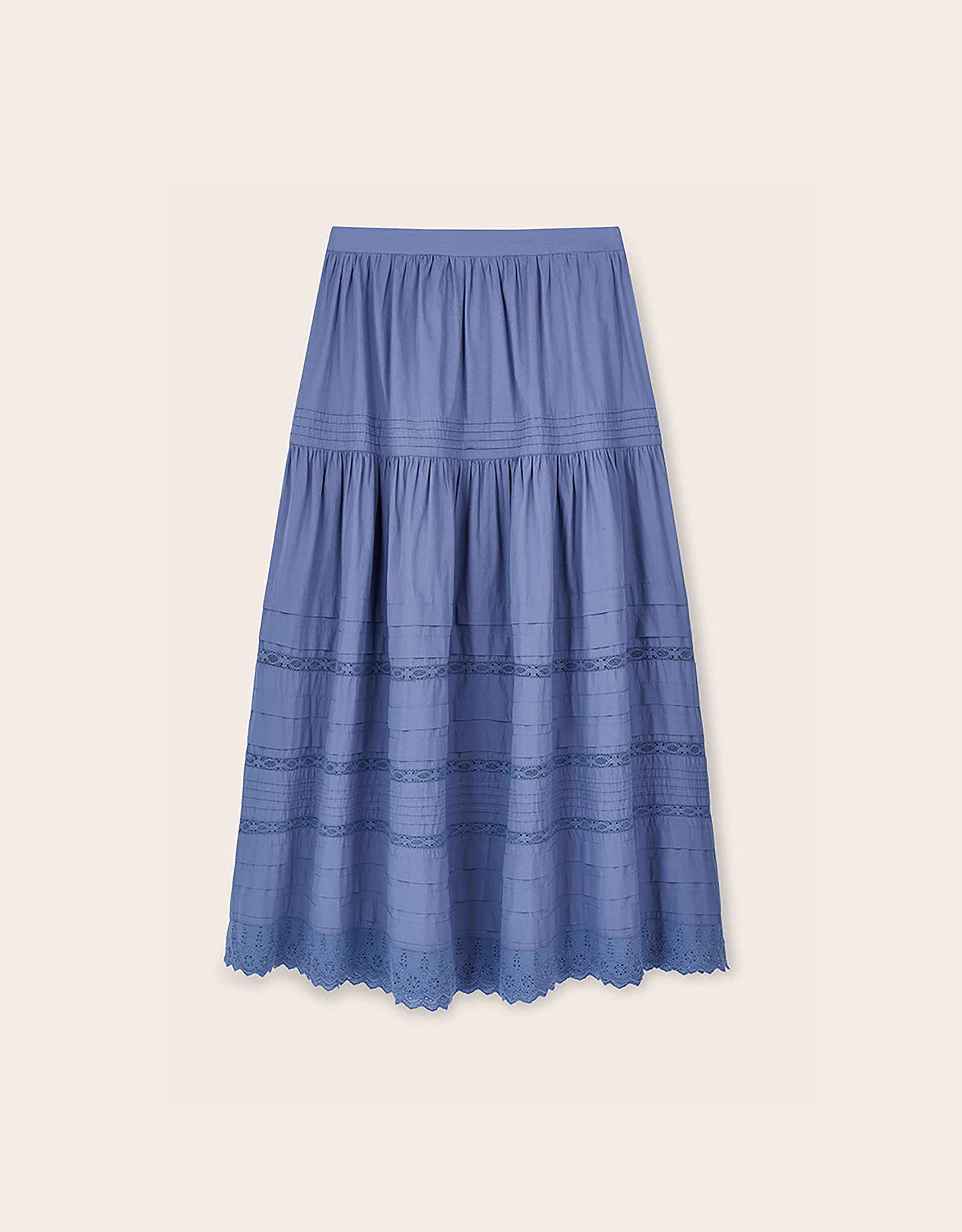 Betsy Cotton Poplin Midi Skirt Blue