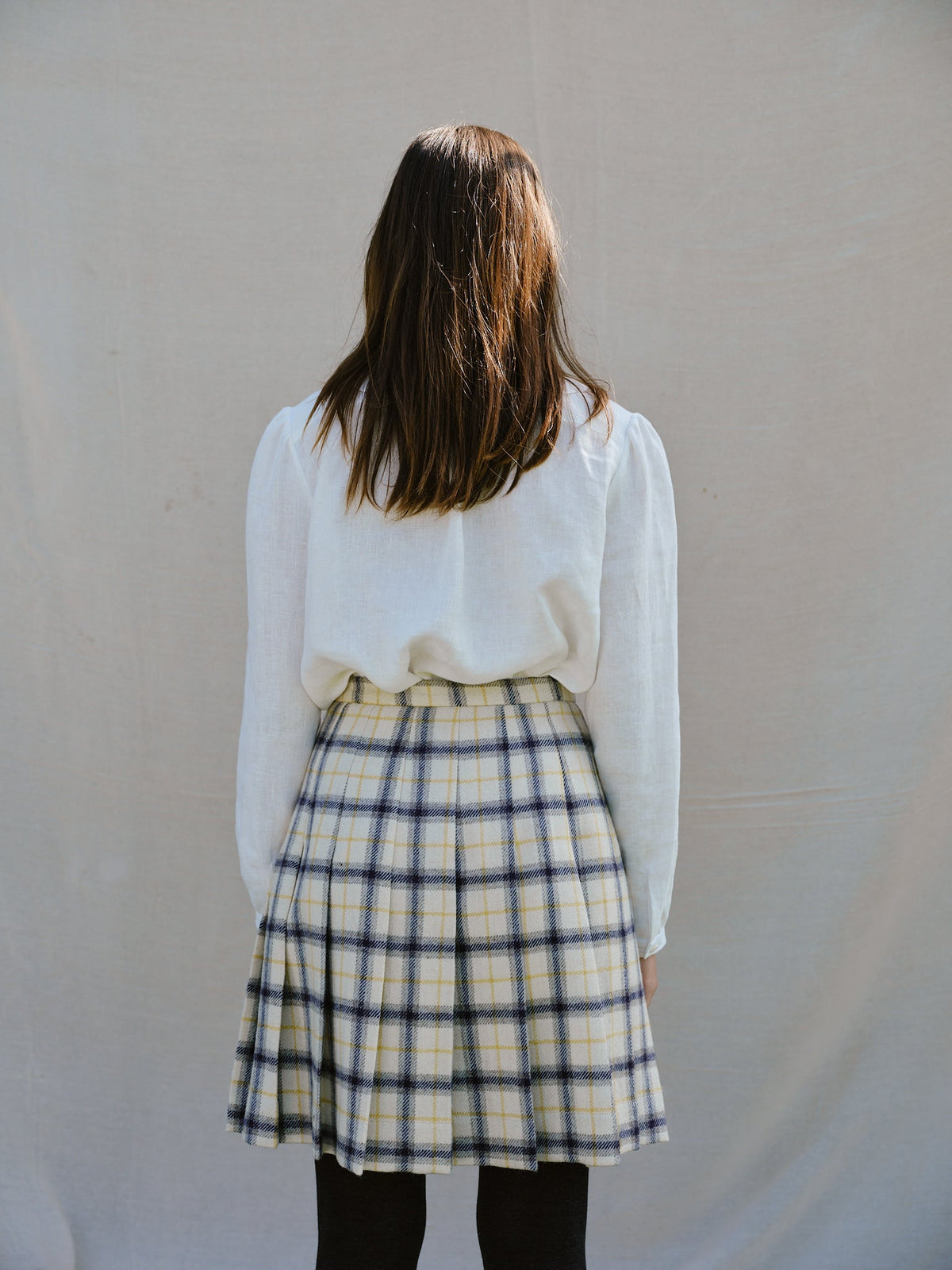 Bellingham Pleated Skirt in Yolk Check