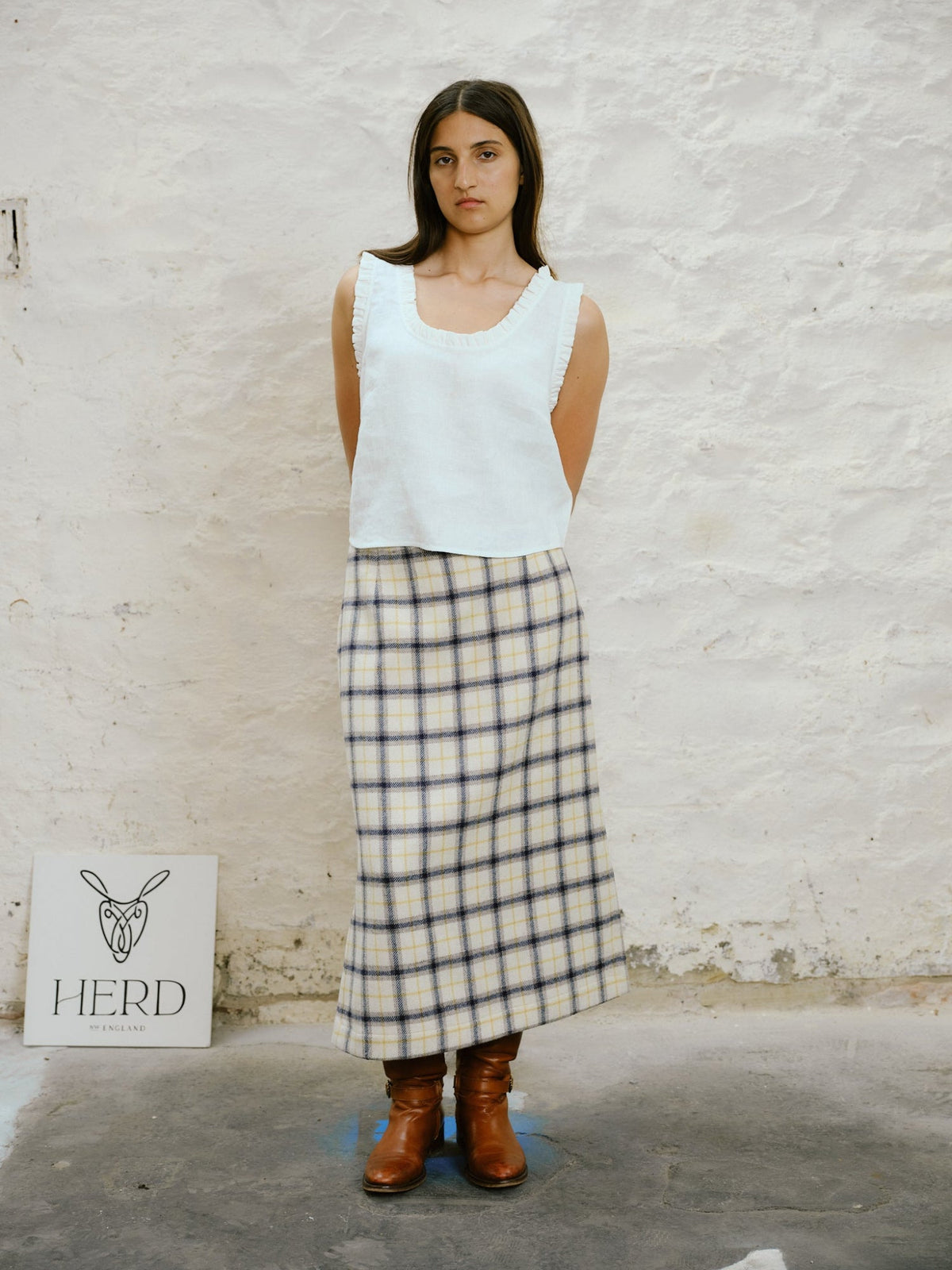Mellor Skirt in Yolk Check
