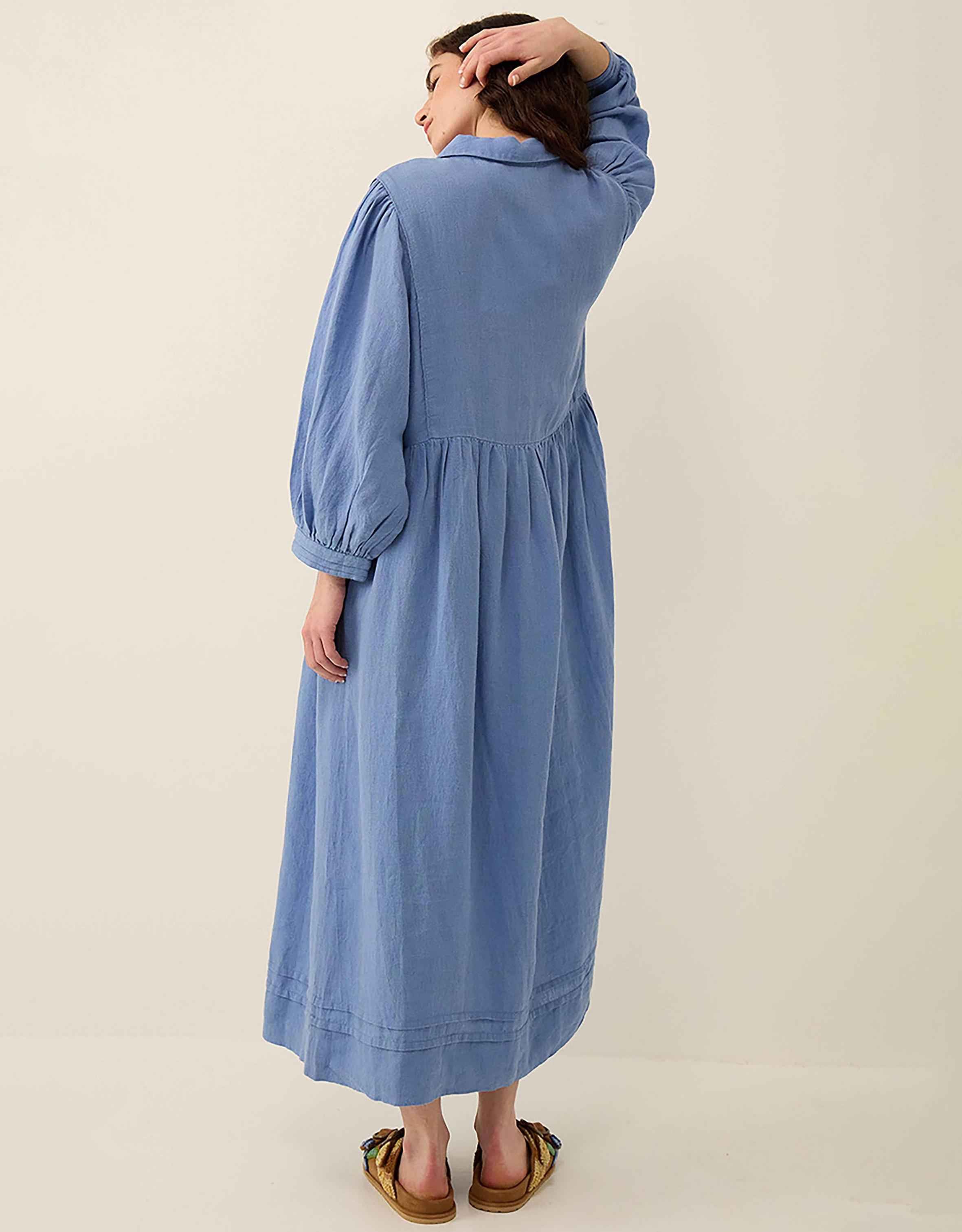 East Liza Linen Shirt Dress Blue