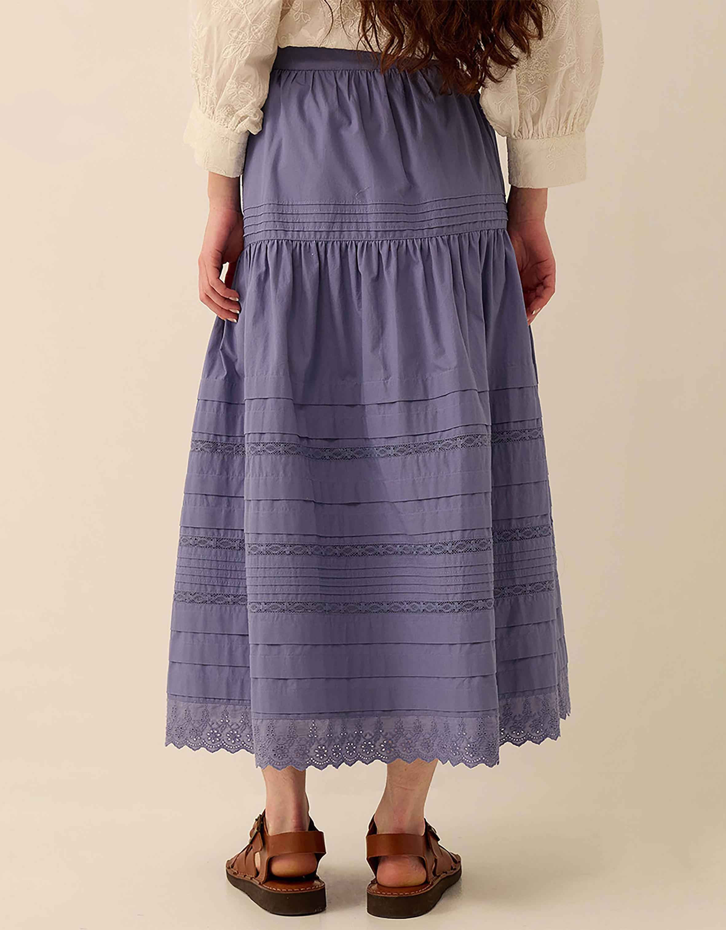 Betsy Cotton Poplin Midi Skirt Blue