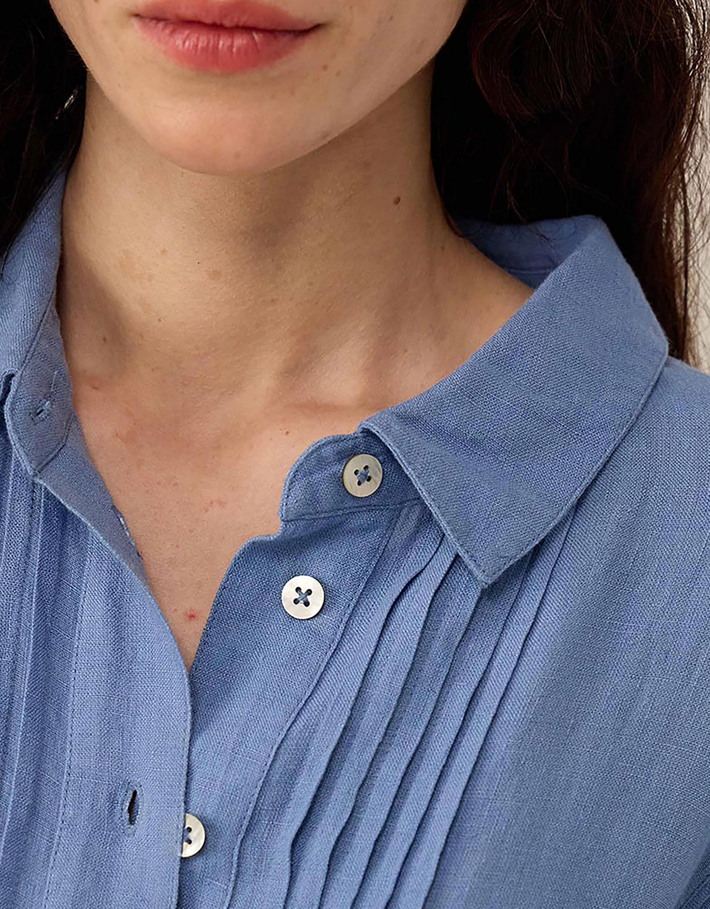 East Liza Linen Shirt Dress Blue