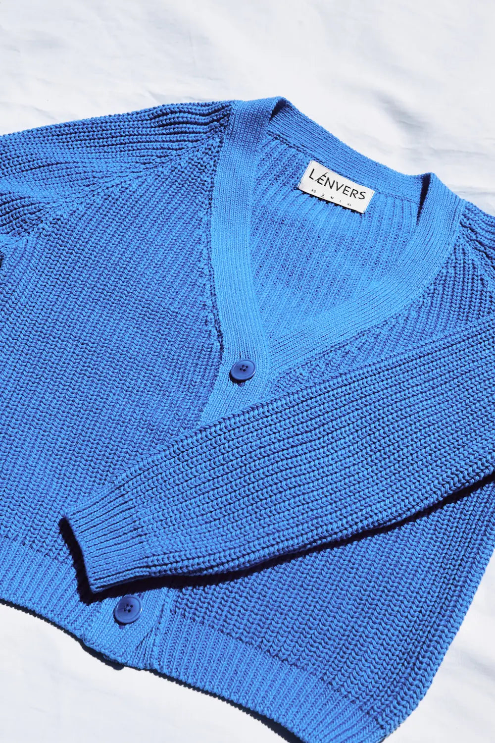 ANNA V-Neck Cardigan in Organic Cotton - Cyan Blue