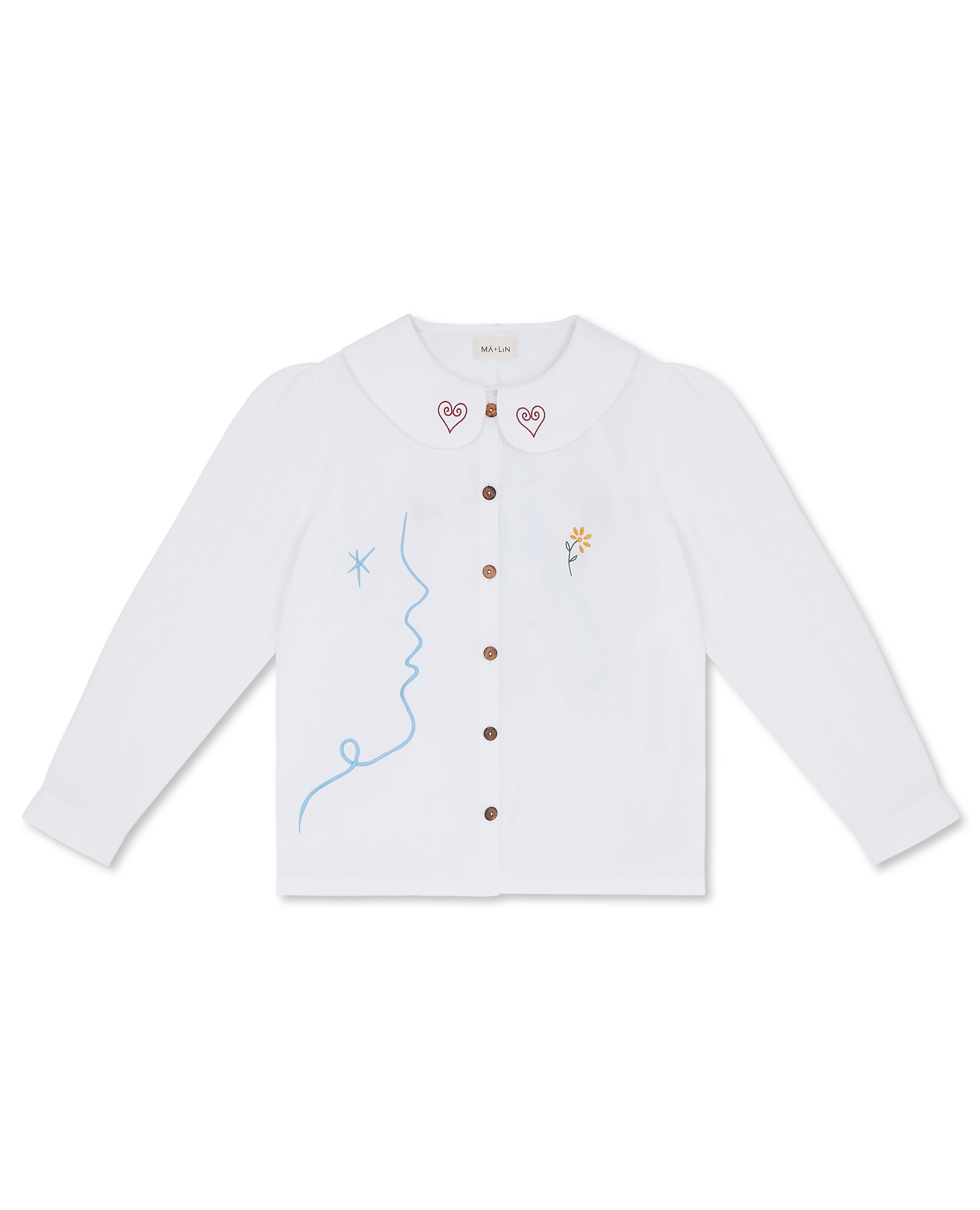 OLALA Embroidered Claudine Linen Blouse - White x Laetitia Rouget - size M on pre-order for end of September delivery