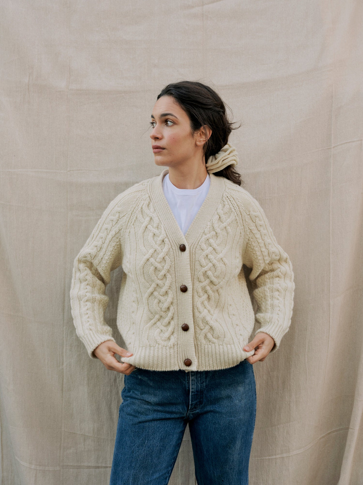 Whitby Cardigan in Ecru