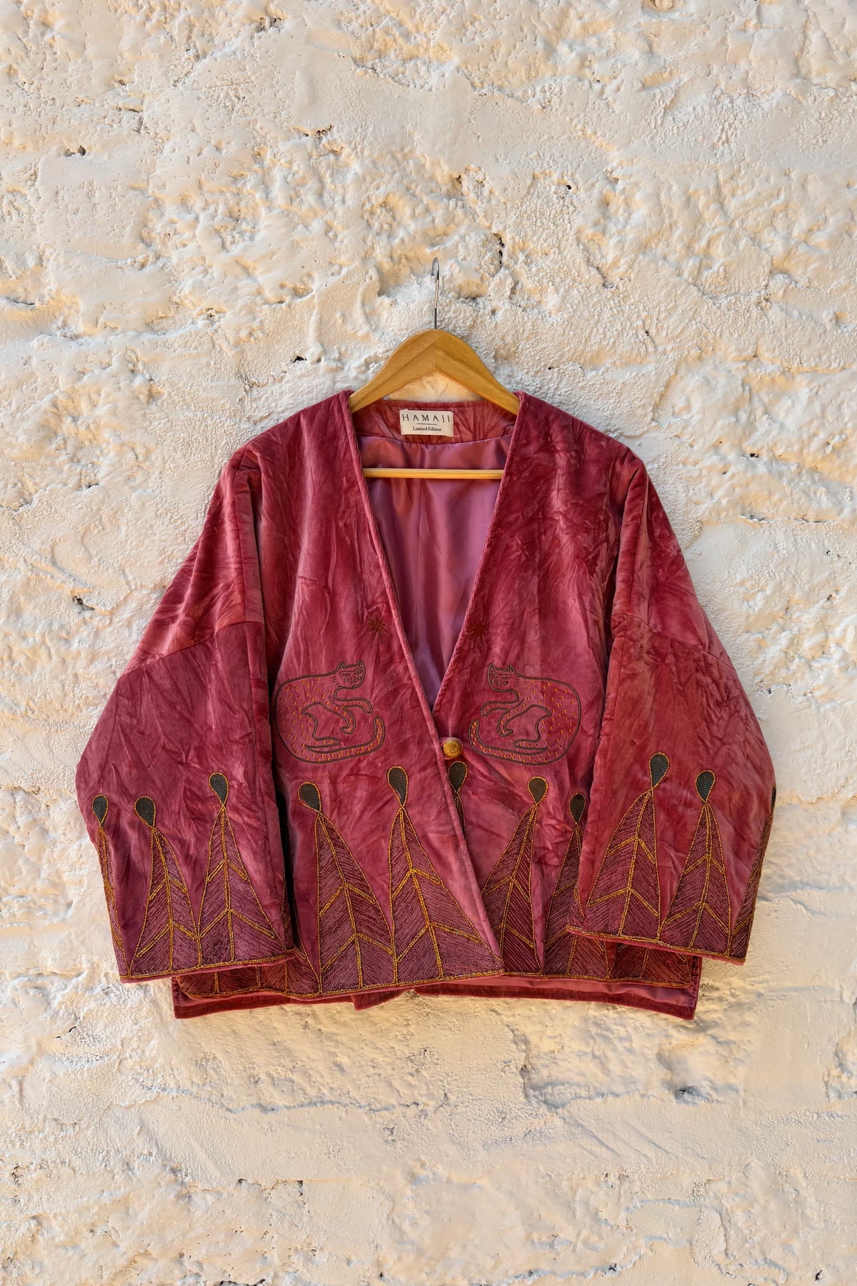 Vintage velvet caracal Jacket -OLD ROSE