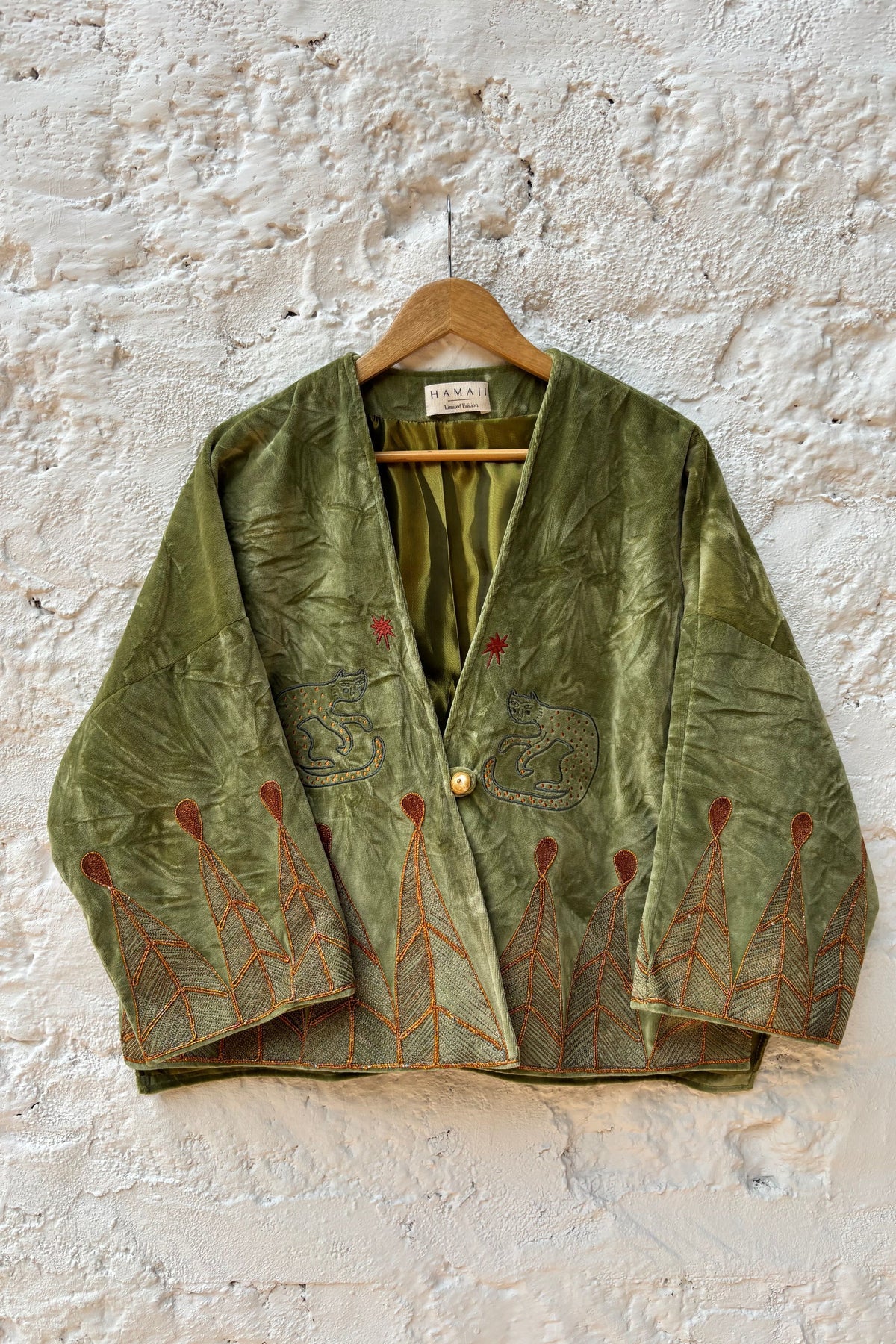 Vintage velvet caracal Jacket - Grass