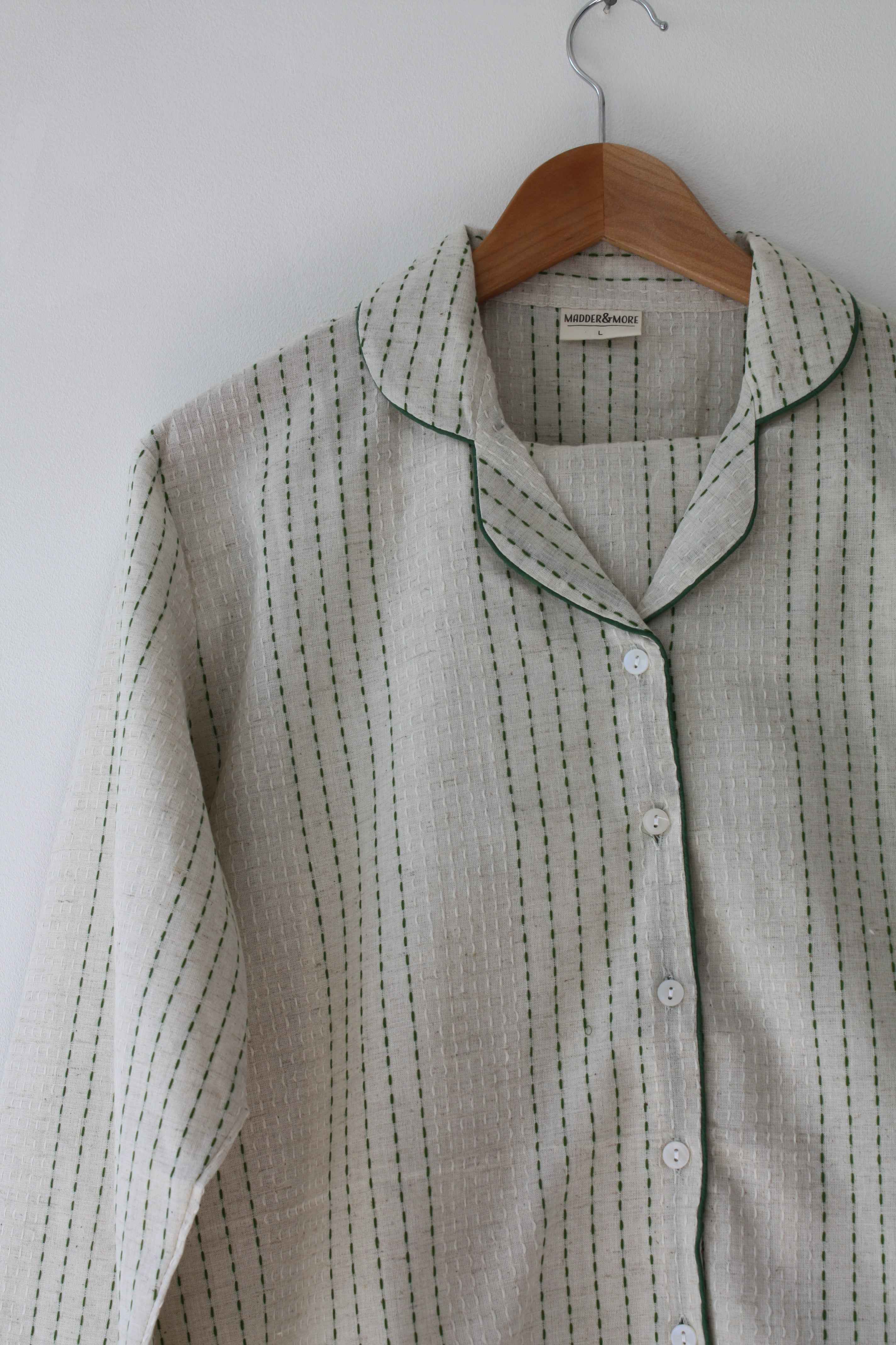 Handwoven Cotton Pyjamas - Green Stitch