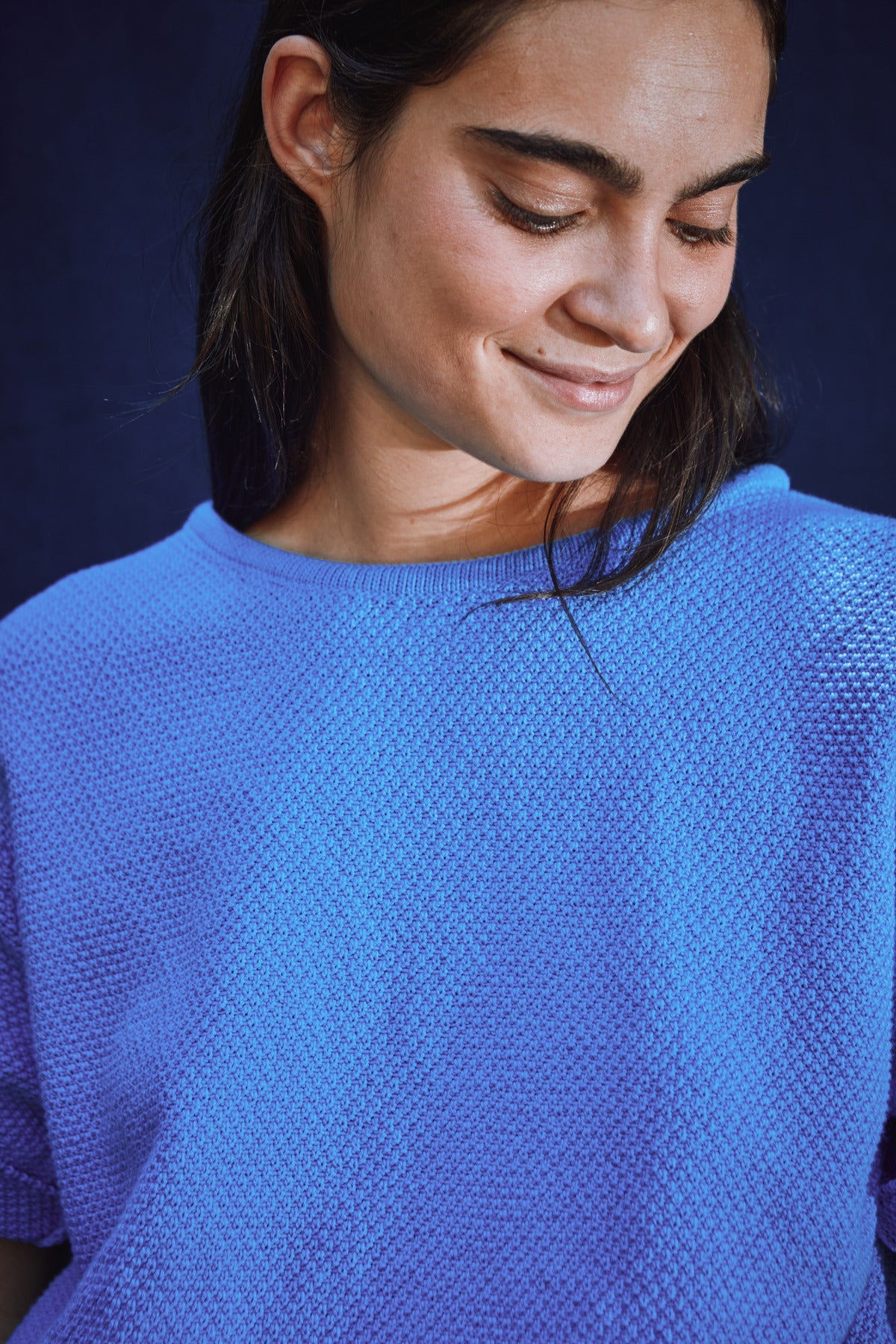 LÉA Short-Sleeve Tee in Organic Cotton - Cyan Blue