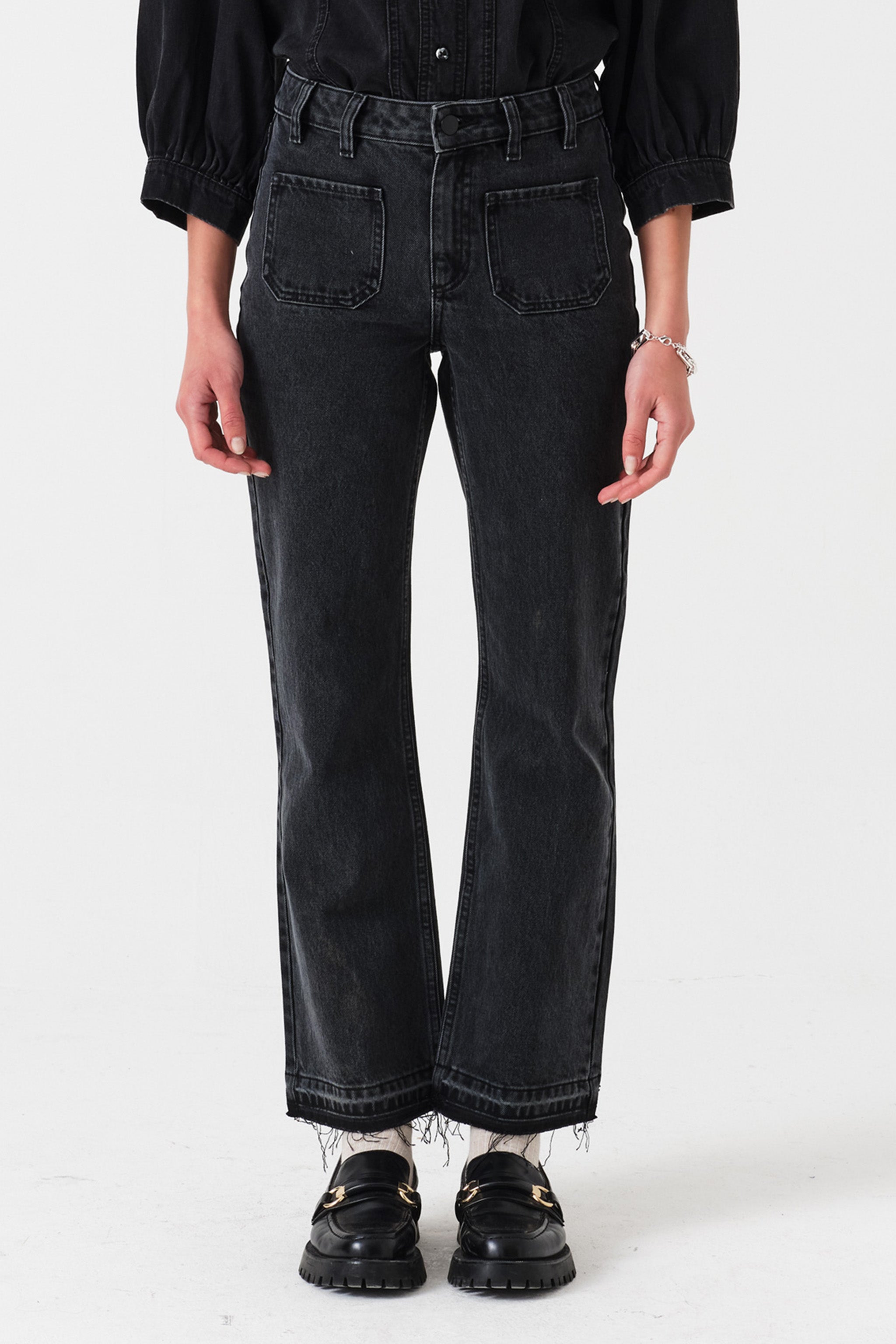 Gigi Kick Flare Jean in Raven - seventy + mochi
