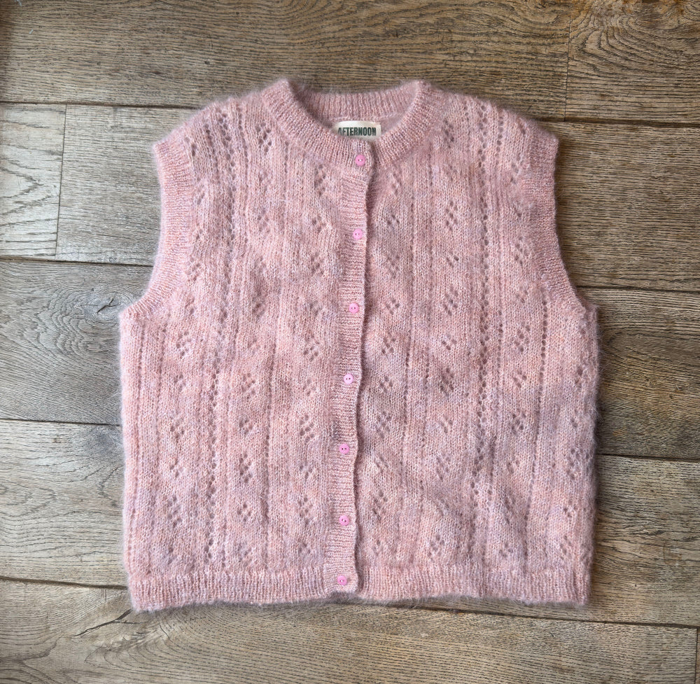 Pointelle Knit Vest - Peony Pink