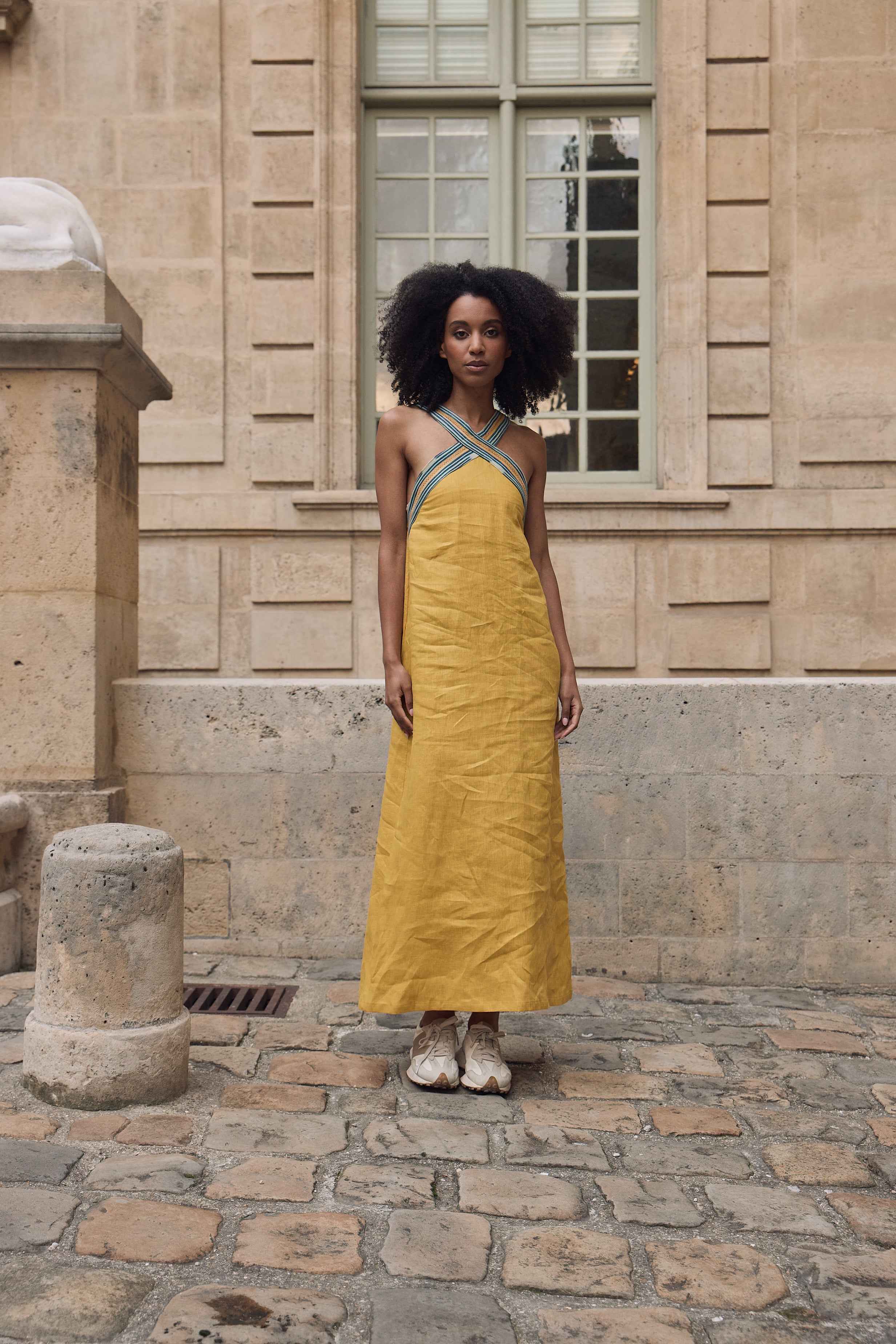 Amina Cross Linen Dress