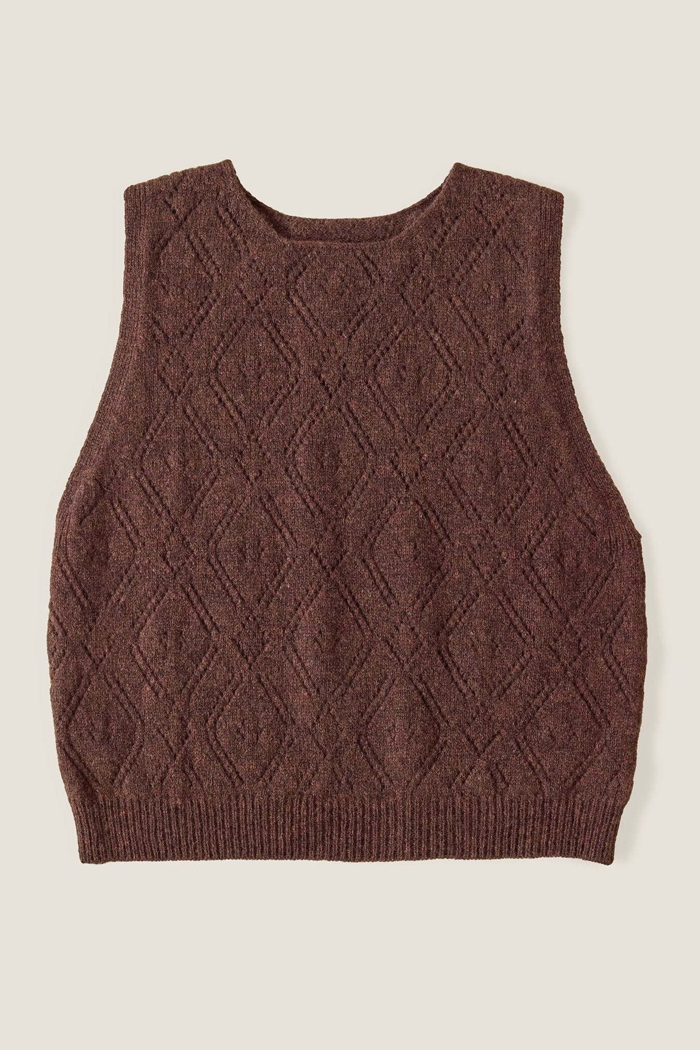 Diamond Open Knit Top | Dark Brown
