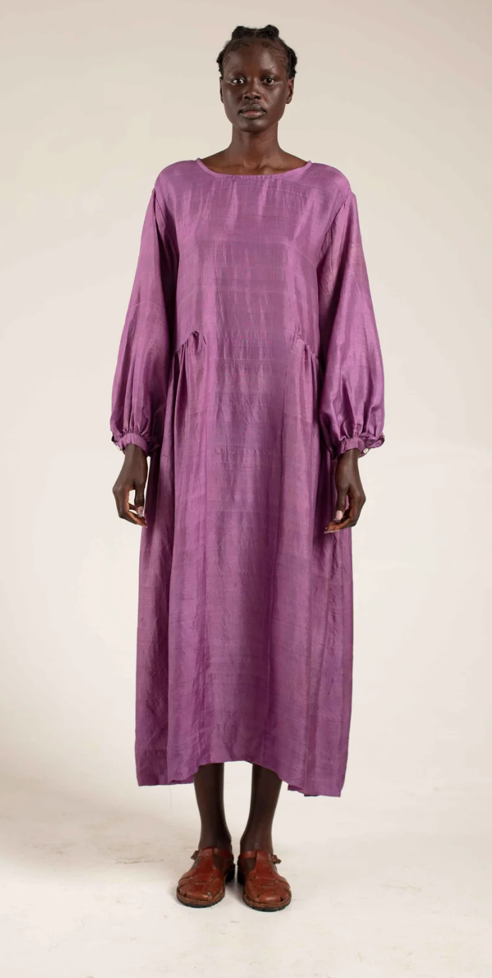 Handloom Balloon Dress - Lilac
