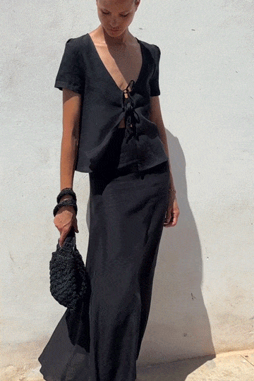 The Laurene Tie Blouse in black