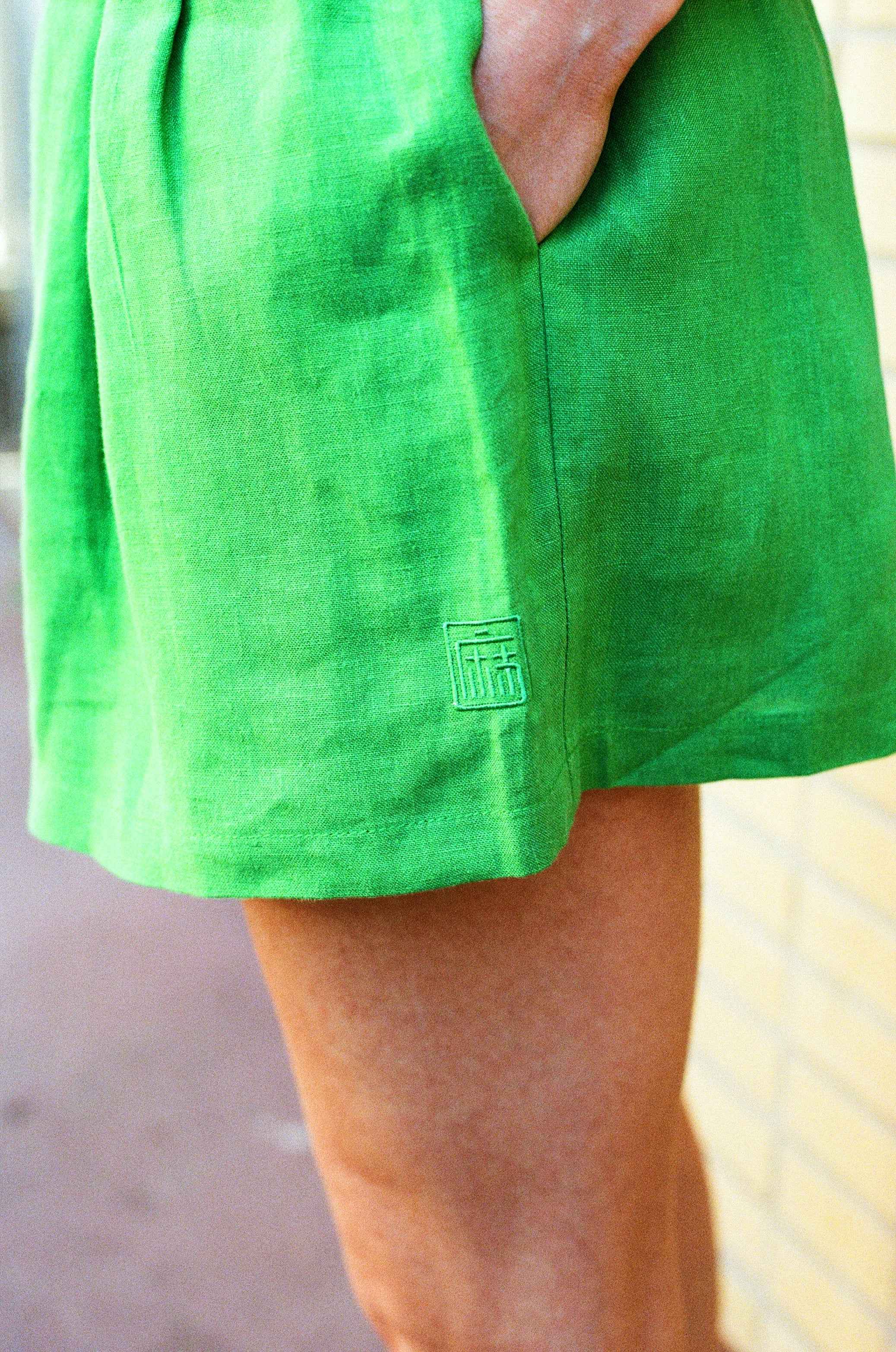 Olivia Linen Shorts - Jade