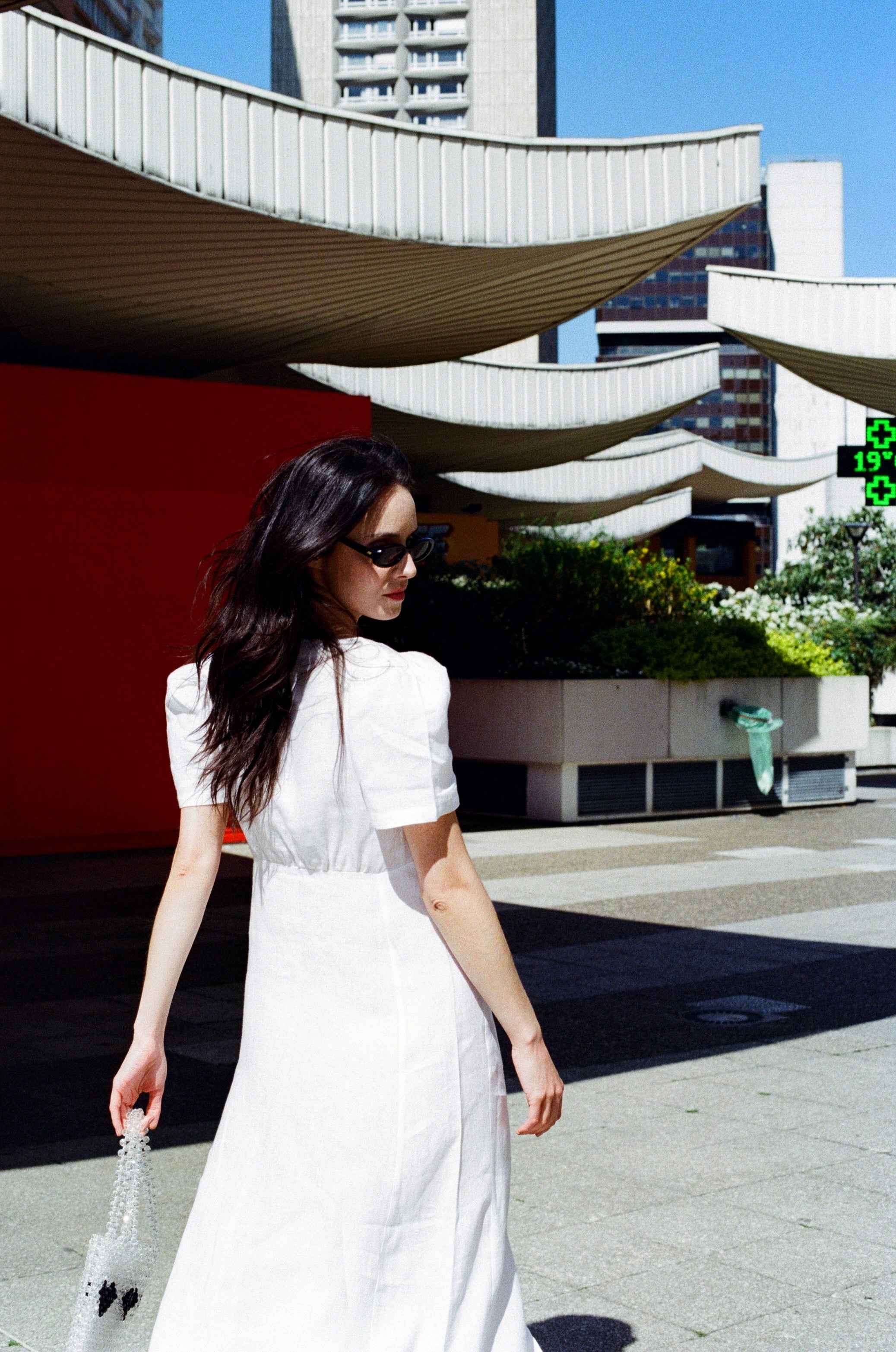 Daisy Linen Dress  - White