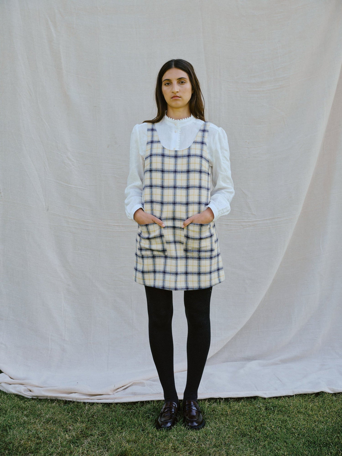 Penrith Mini Dress in Yolk Check
