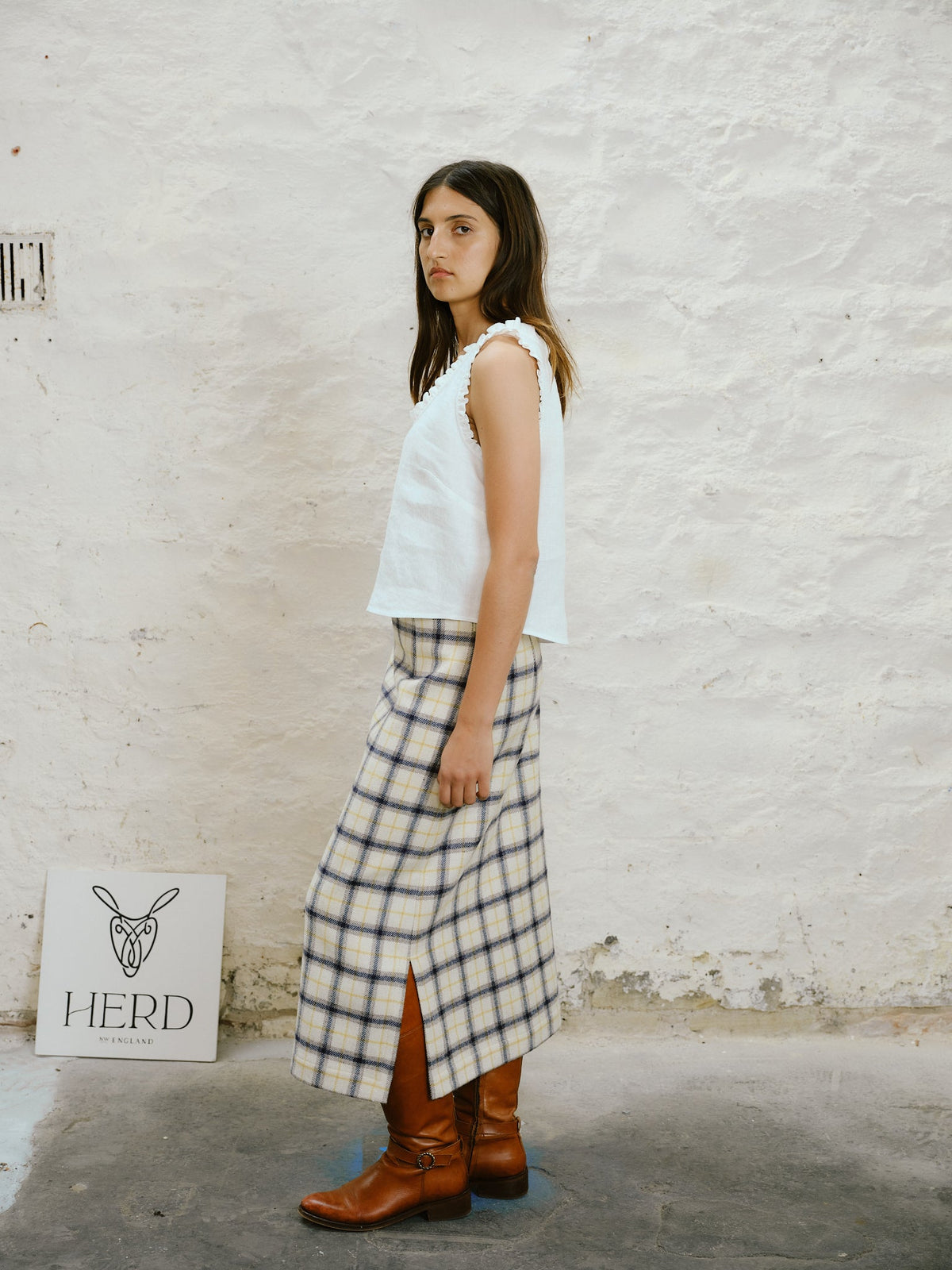 Mellor Skirt in Yolk Check
