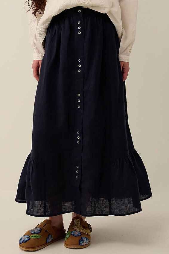 Liza Midi Linen Skirt Blue