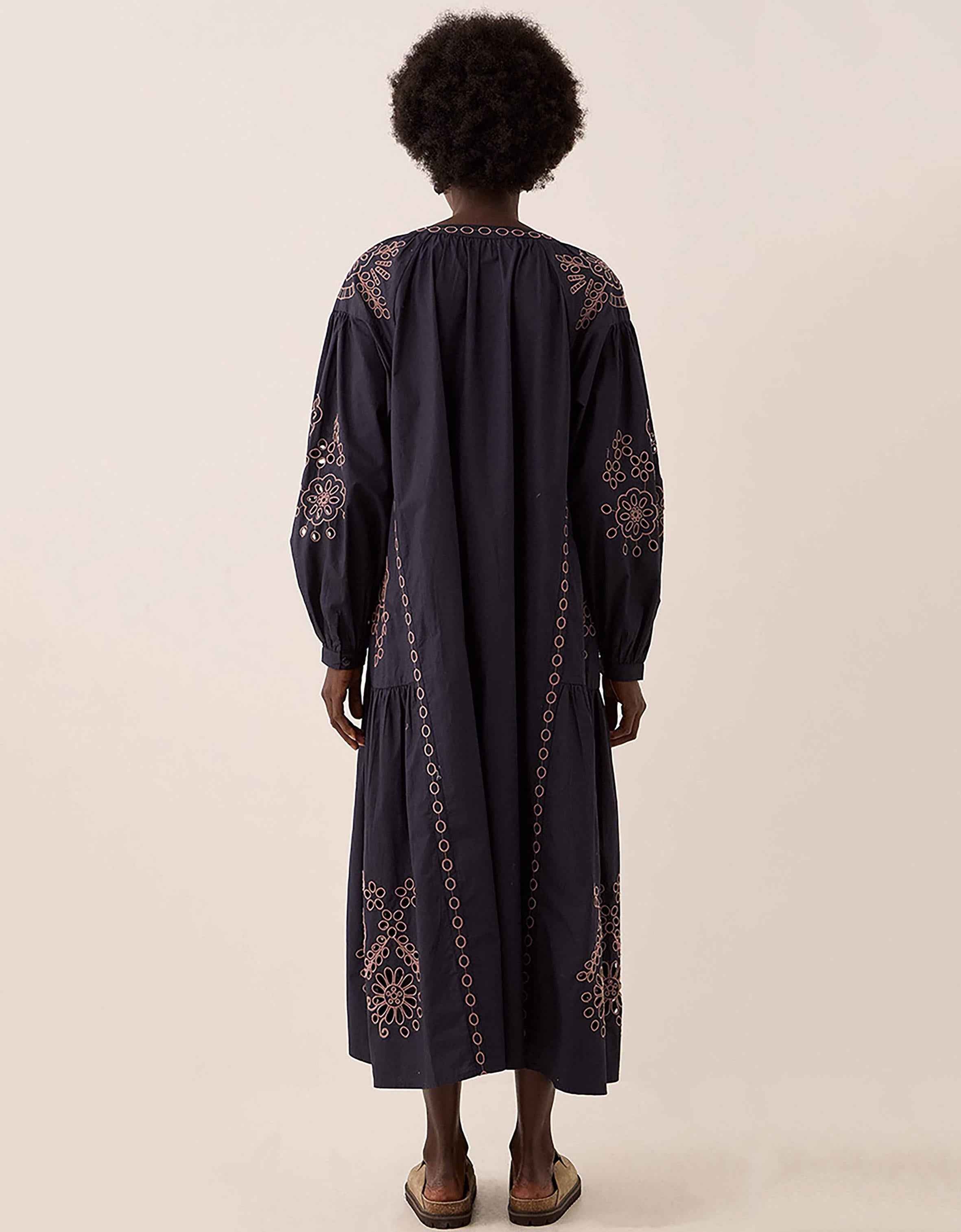 East Reni Broderie Dress Blue