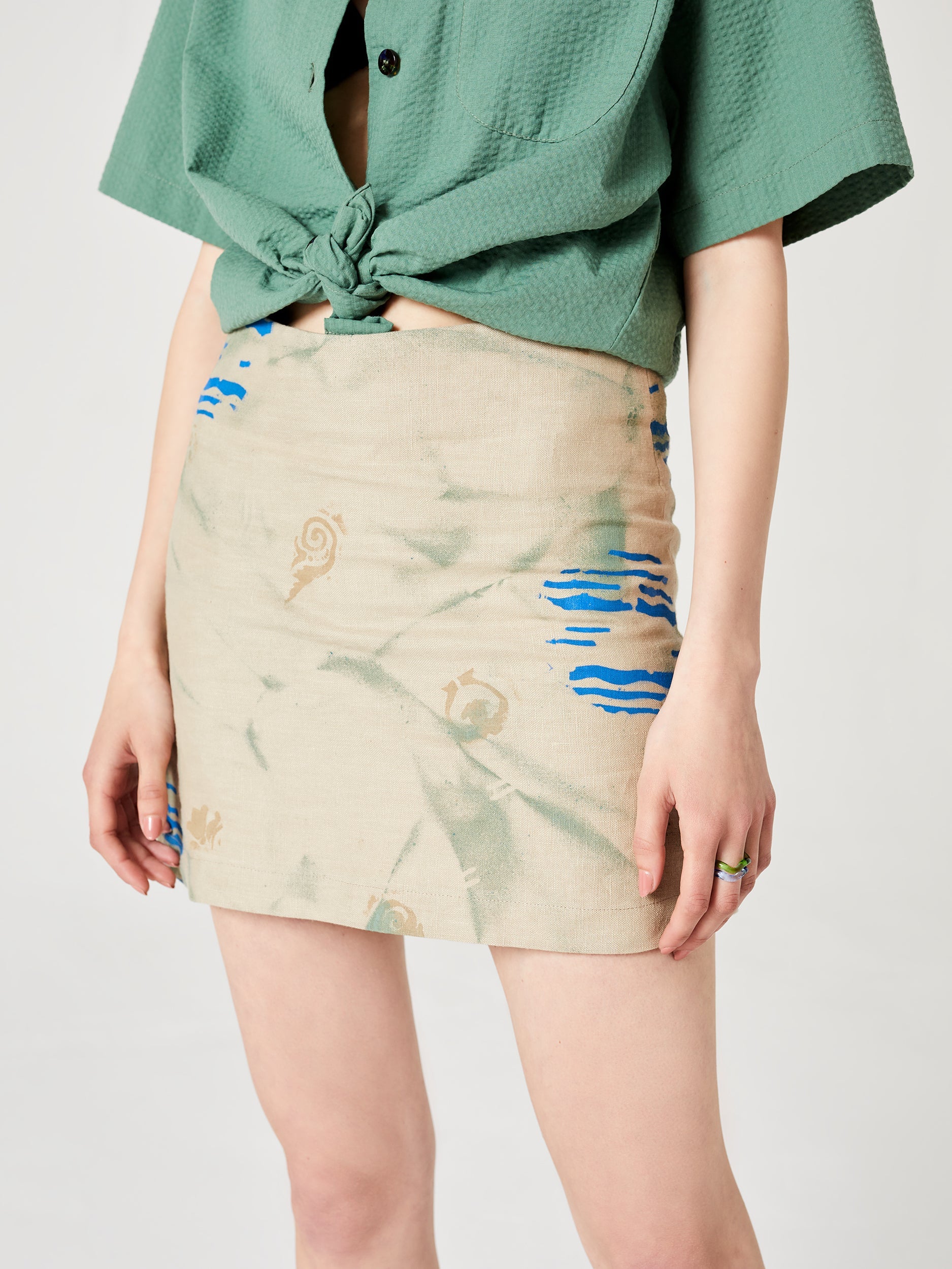 Cabane Hand-Painted Miniskirt