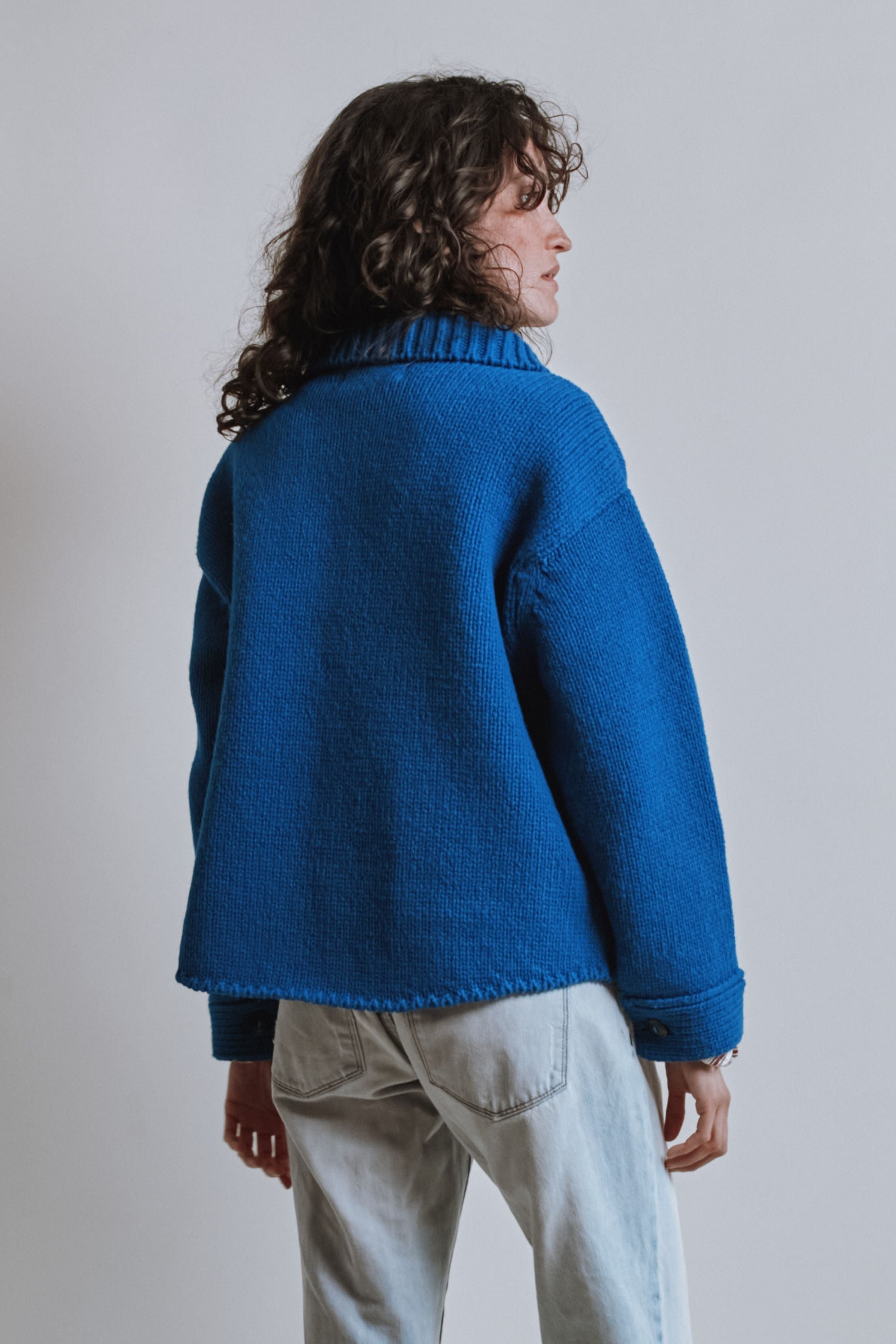 CALAMITY Knit Jacket in Merino Wool - Cobalt Blue