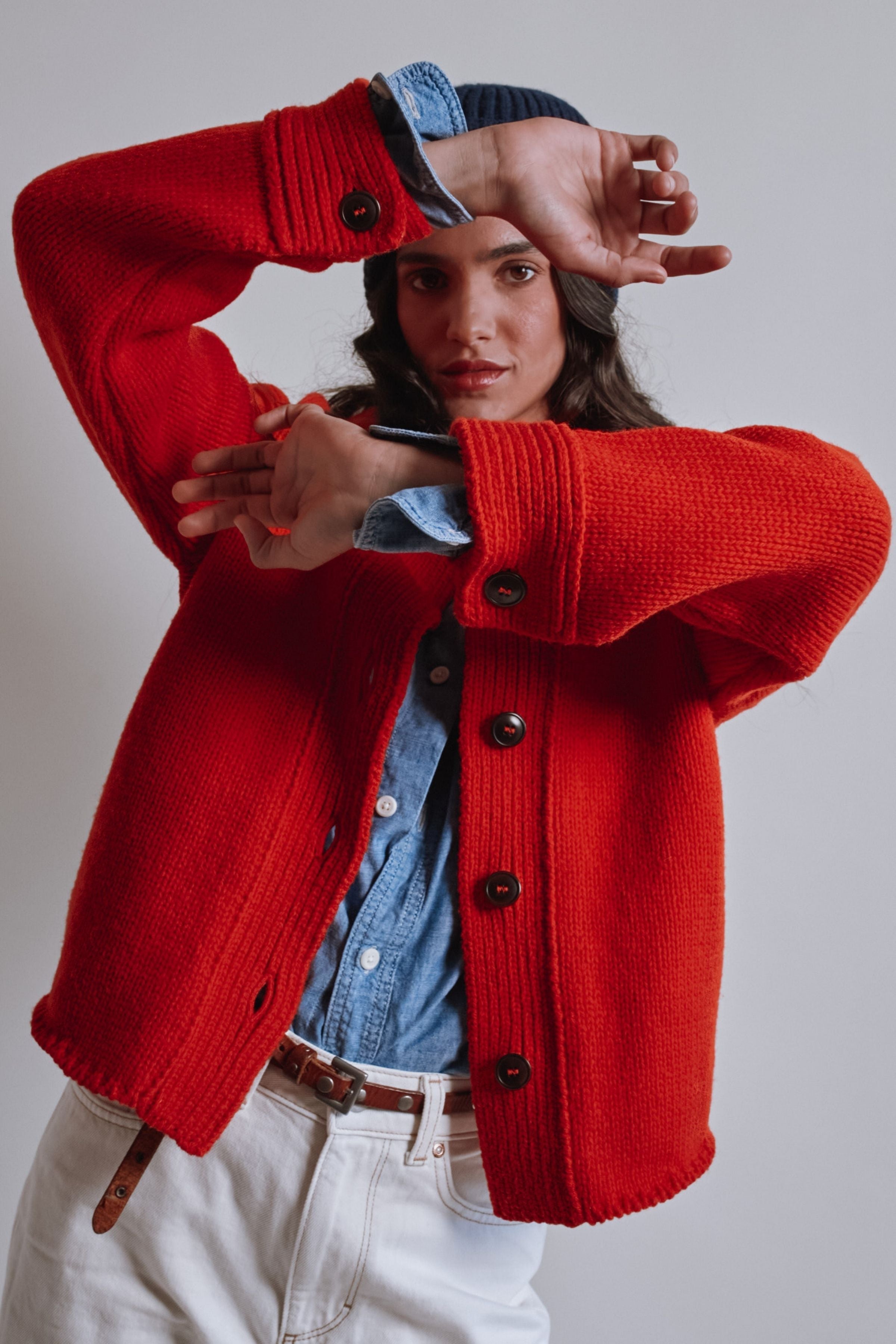 CALAMITY Knit Jacket in Merino Wool - Red
