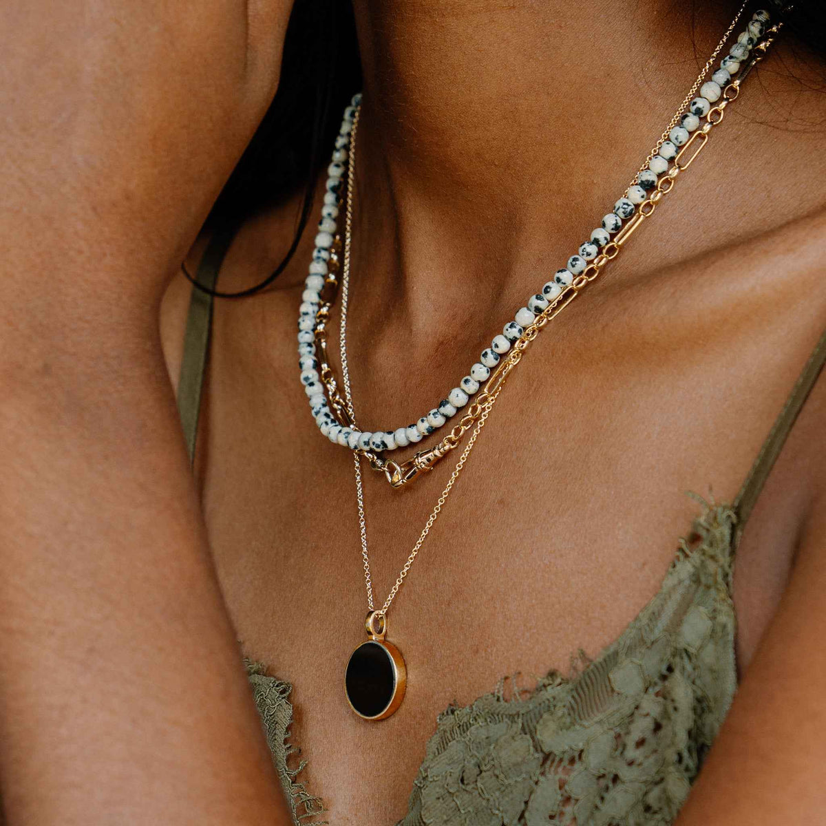 Dalmatian Jasper Āina Beaded Necklace