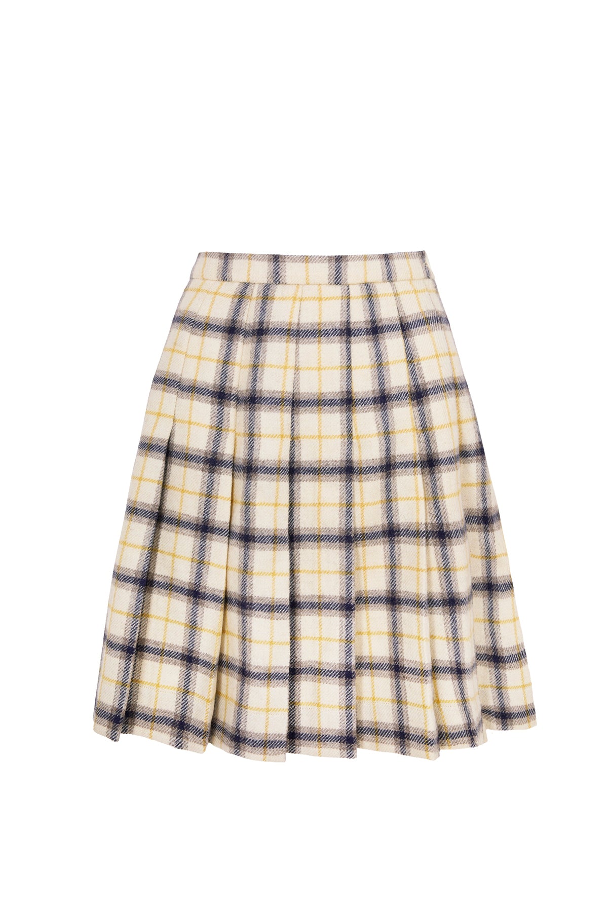 Bellingham Pleated Skirt in Yolk Check