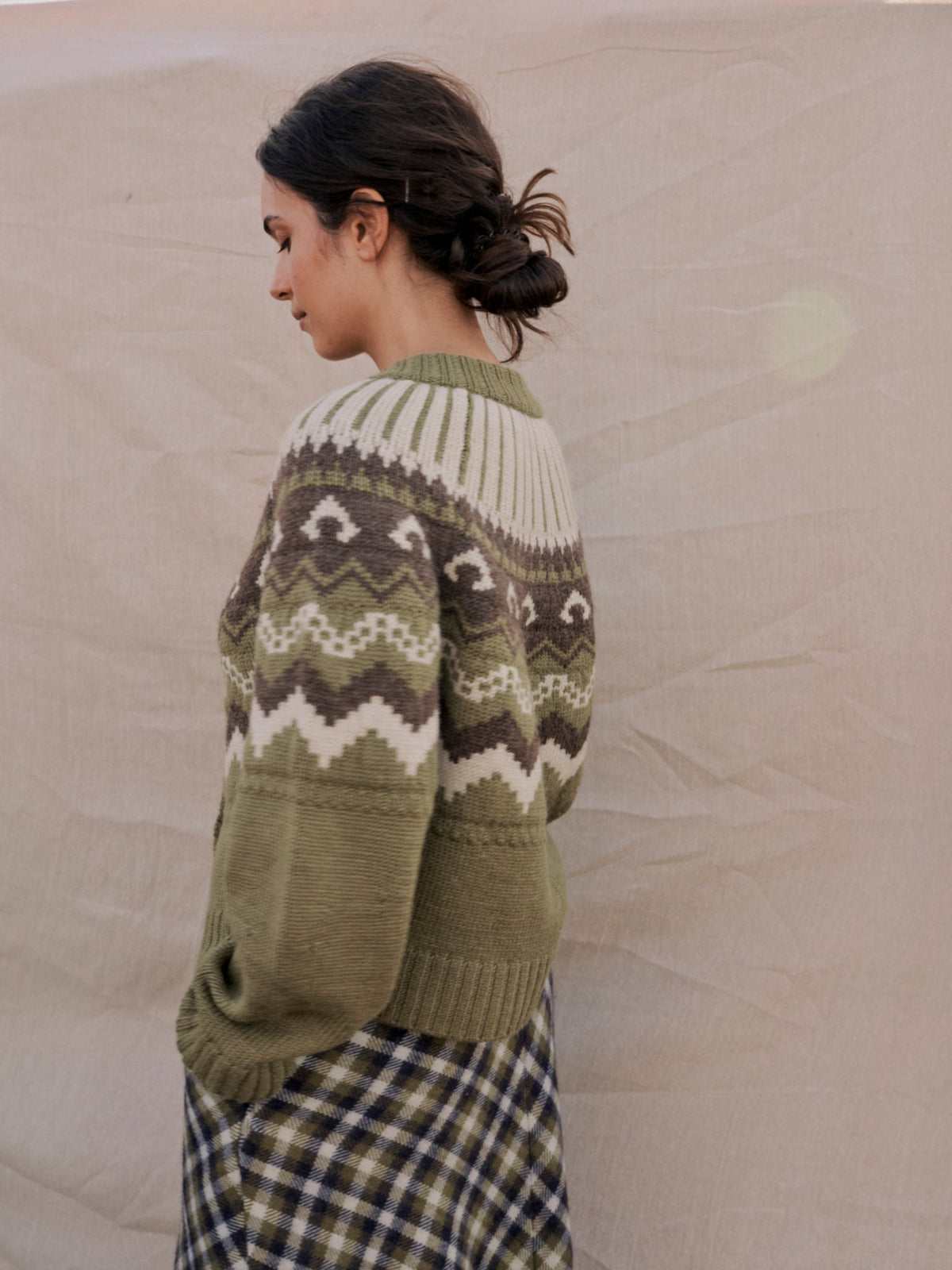 Fleetwood Cardigan in Moss with Ecru & Peat