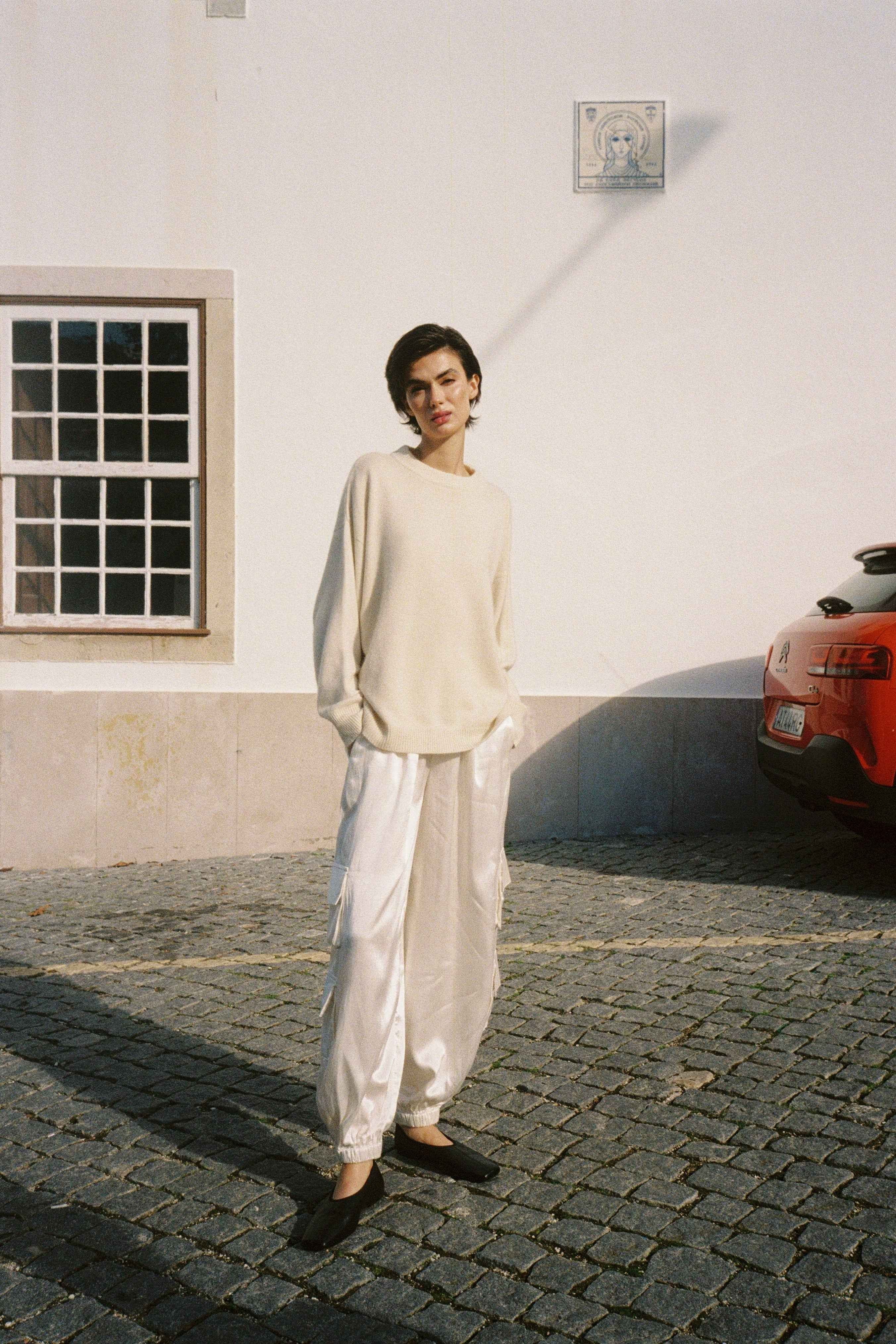 SILK CARGO TROUSERS