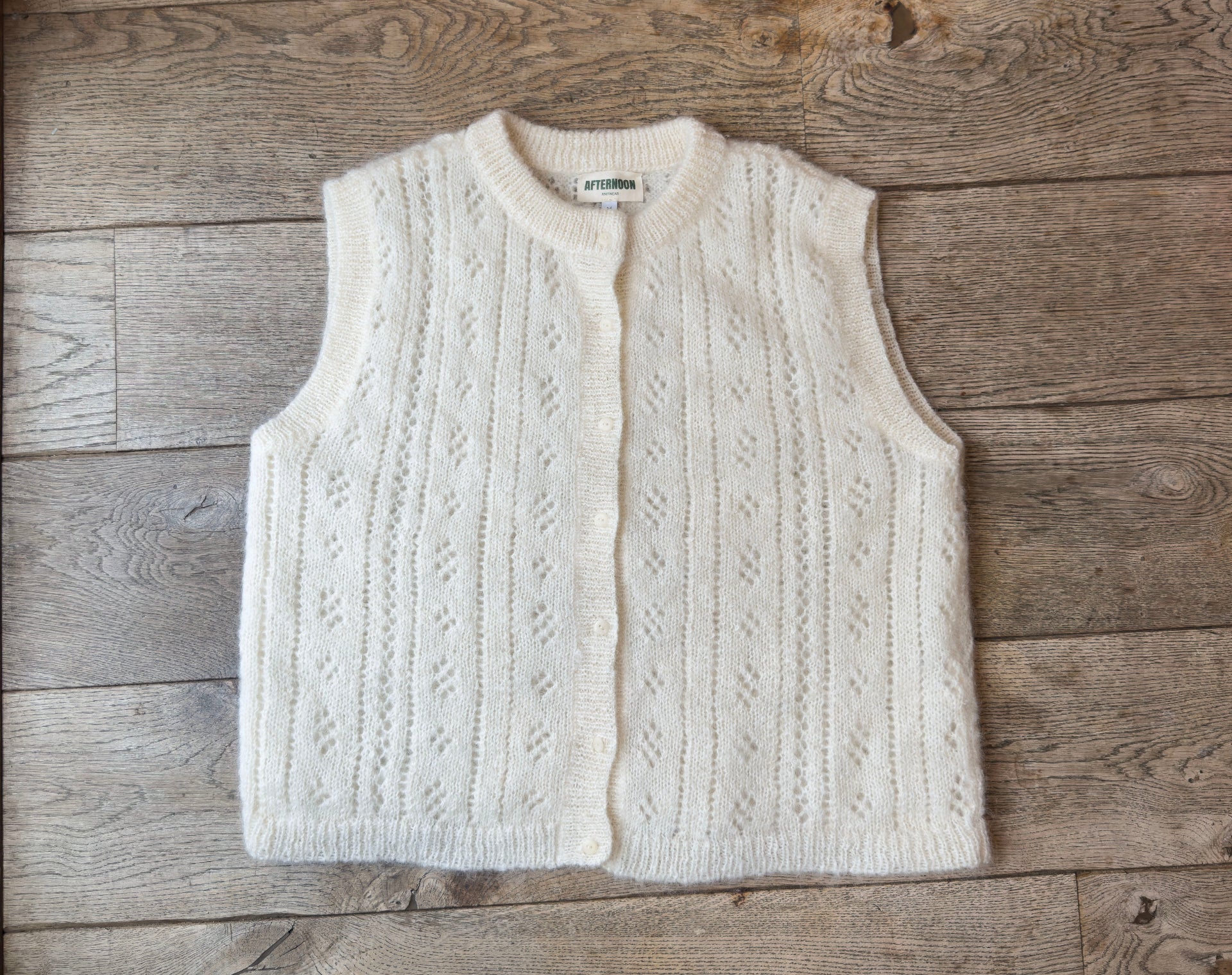 PRE-ORDER: Pointelle Knit Vest - Vanilla