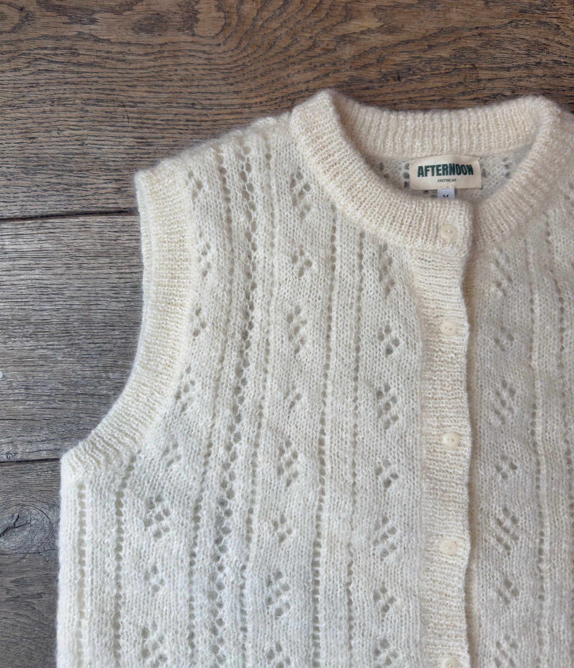 PRE-ORDER: Pointelle Knit Vest - Vanilla