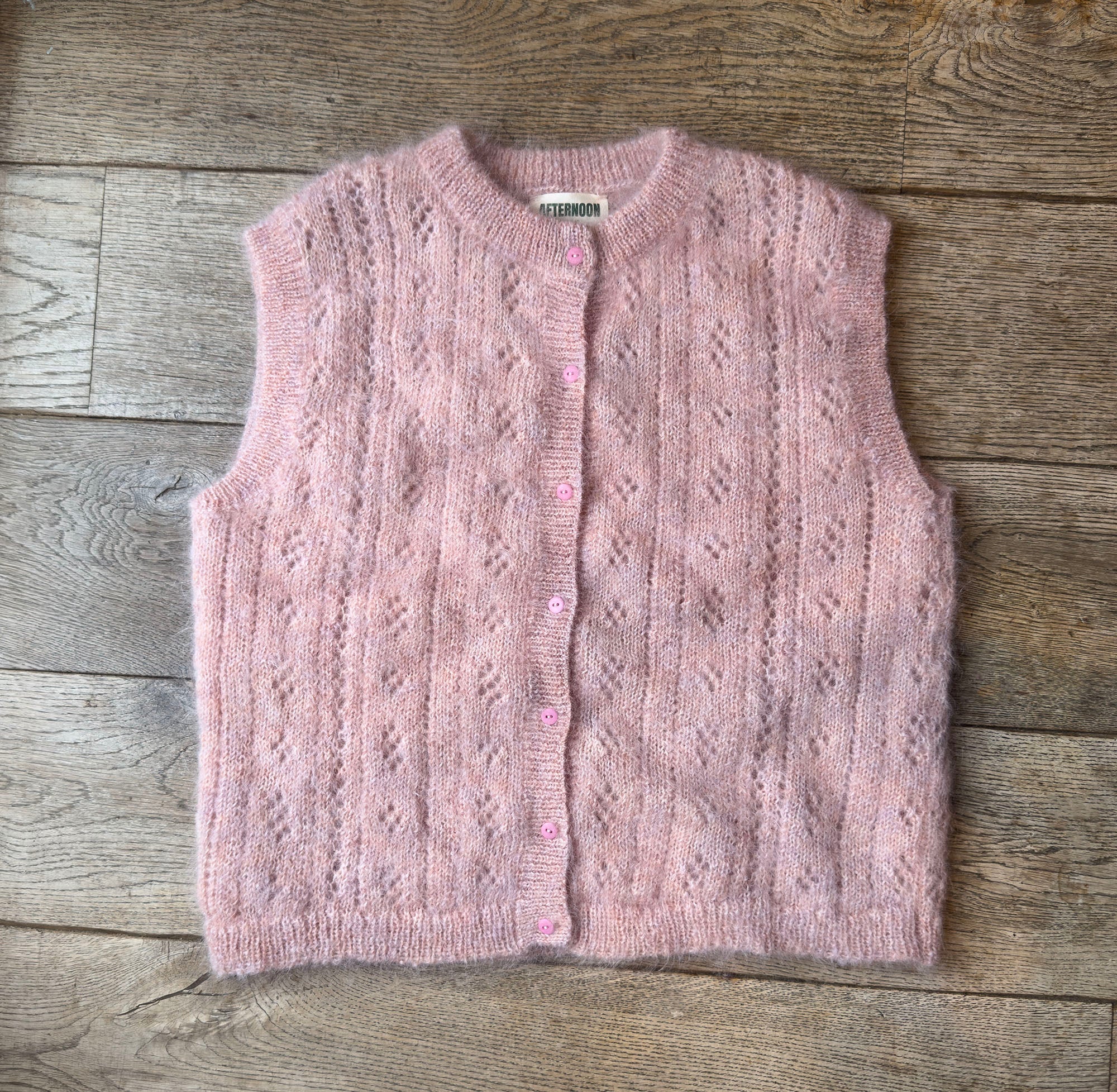 PRE-ORDER: Pointelle Knit Vest - Peony Pink