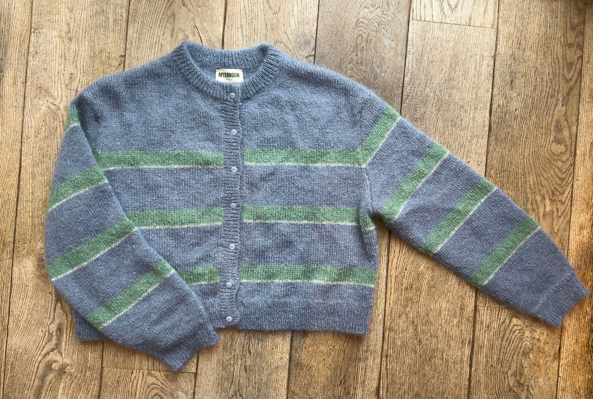 Stripe Cardigan - Soft Blue