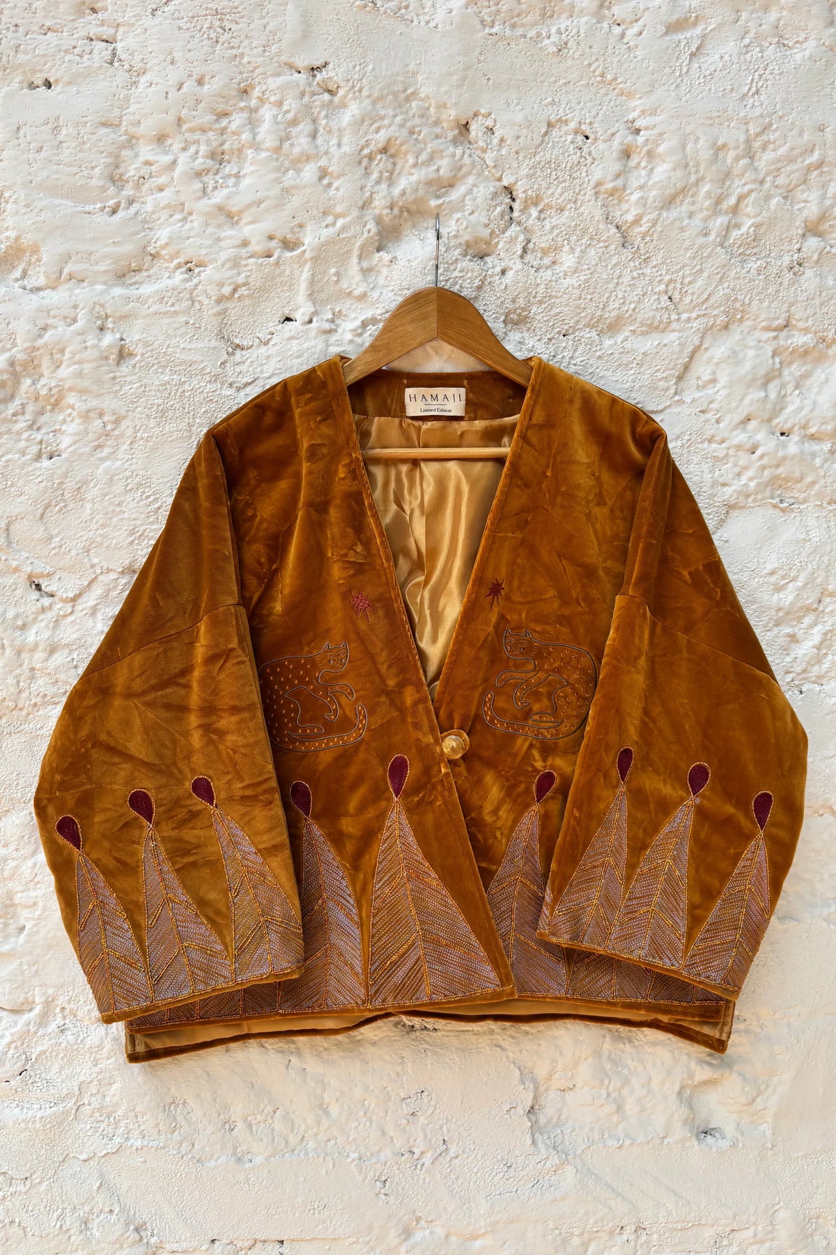 Vintage velvet caracal Jacket - Mustard