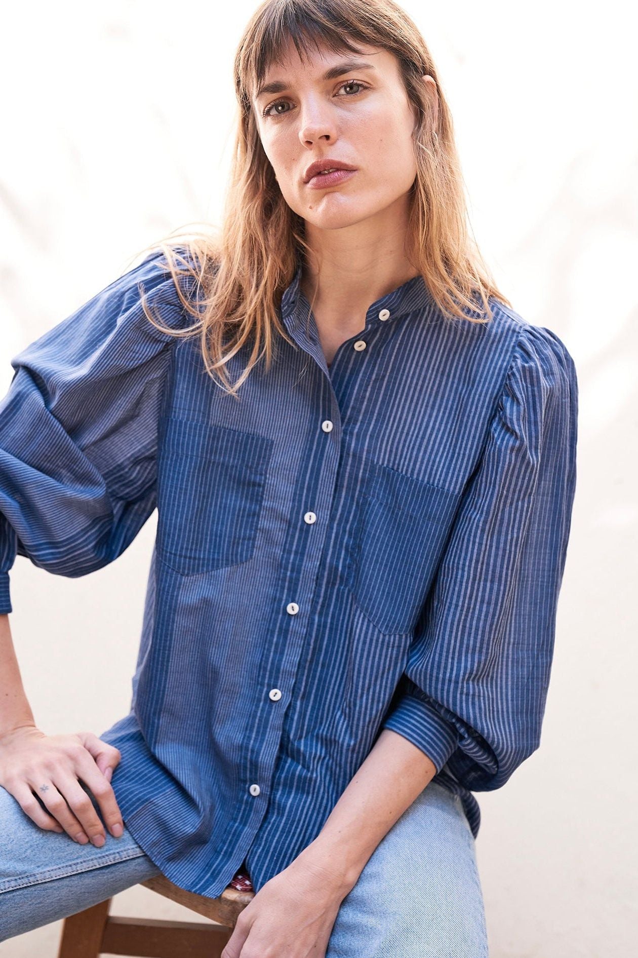 ingrid blouse | indigo stripe