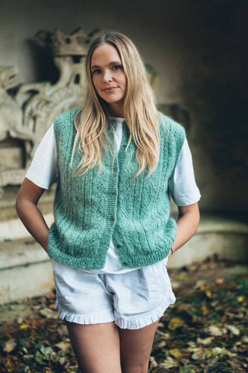Pointelle Knit Vest - Peony Pink
