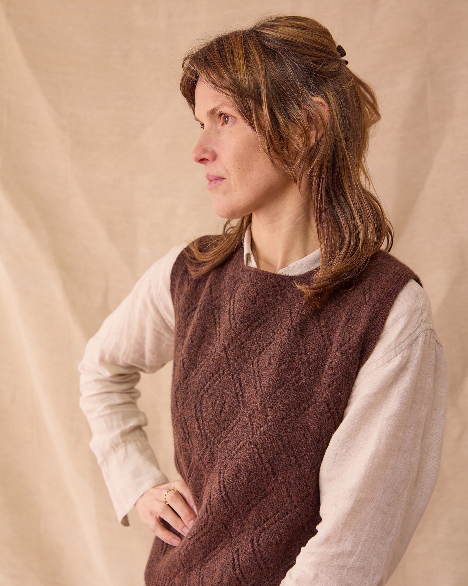Diamond Open Knit Top | Dark Brown