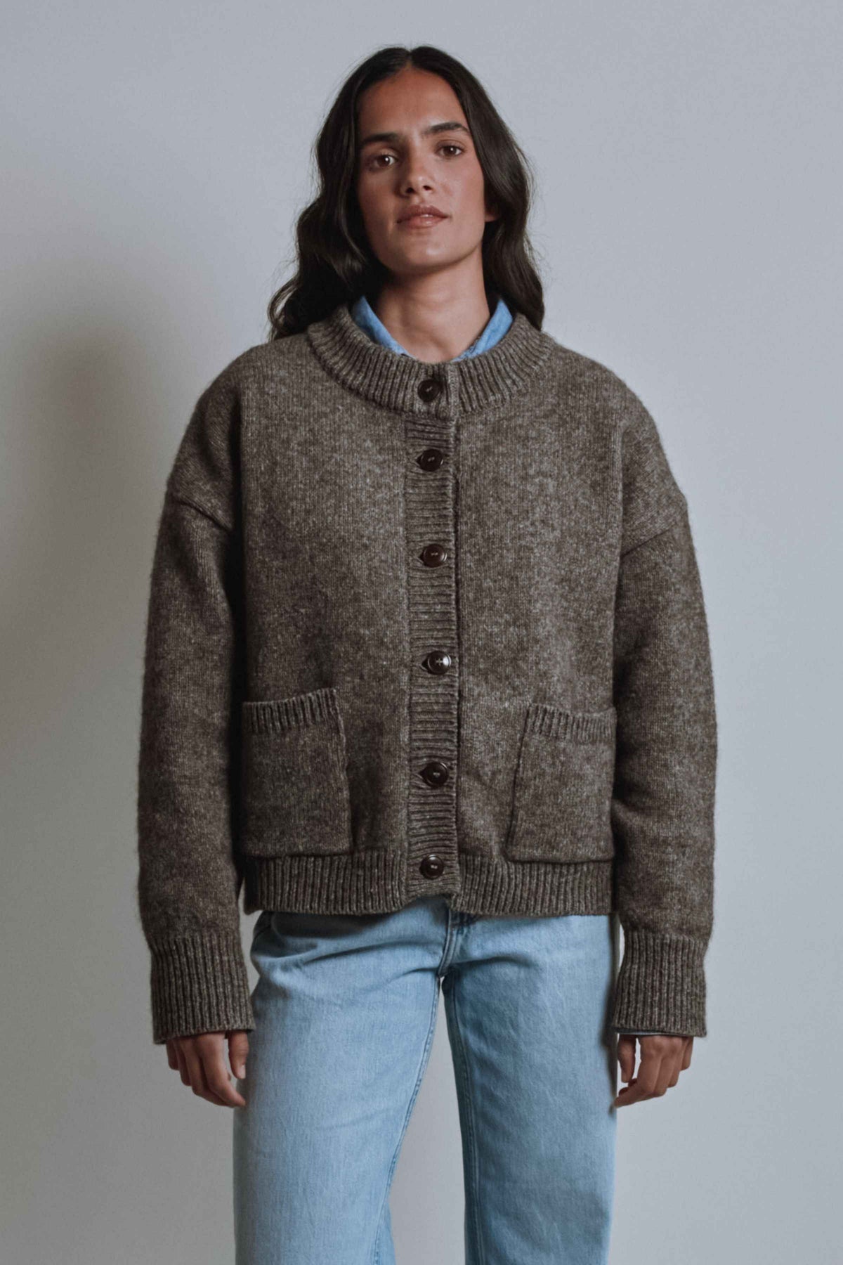 SILKE Cardigan in Yak Wool - Brown