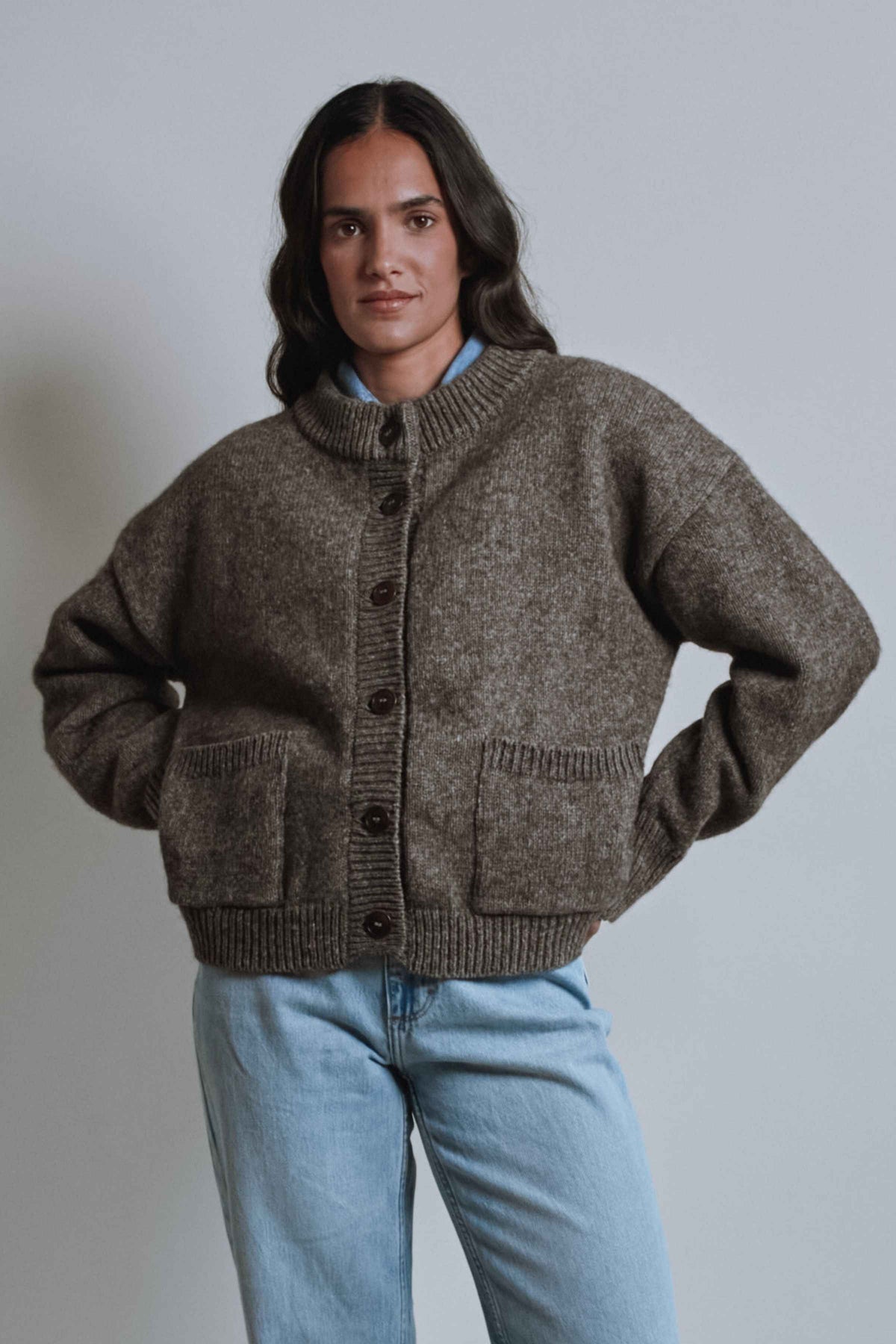 SILKE Cardigan in Yak Wool - Brown