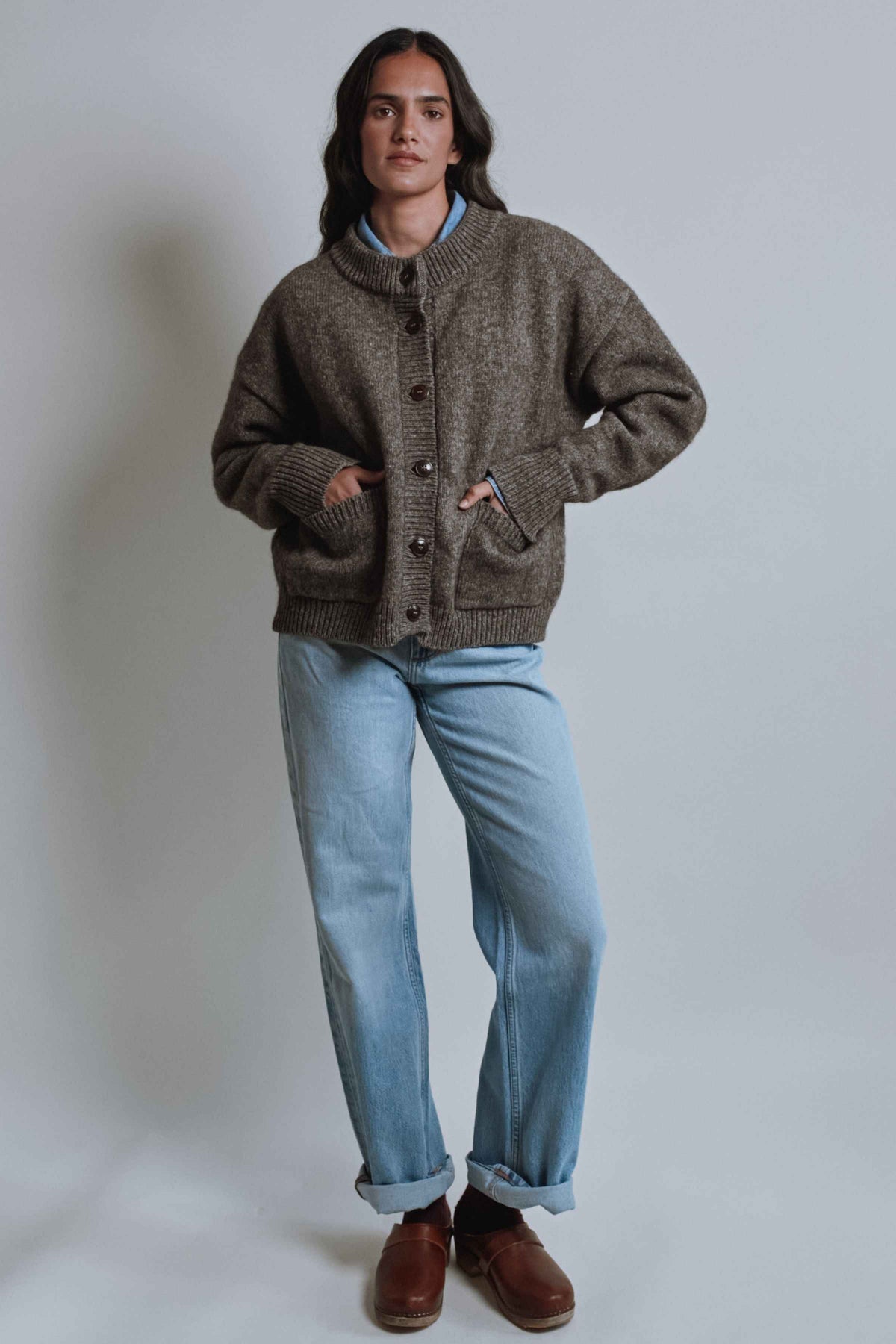 SILKE Cardigan in Yak Wool - Brown