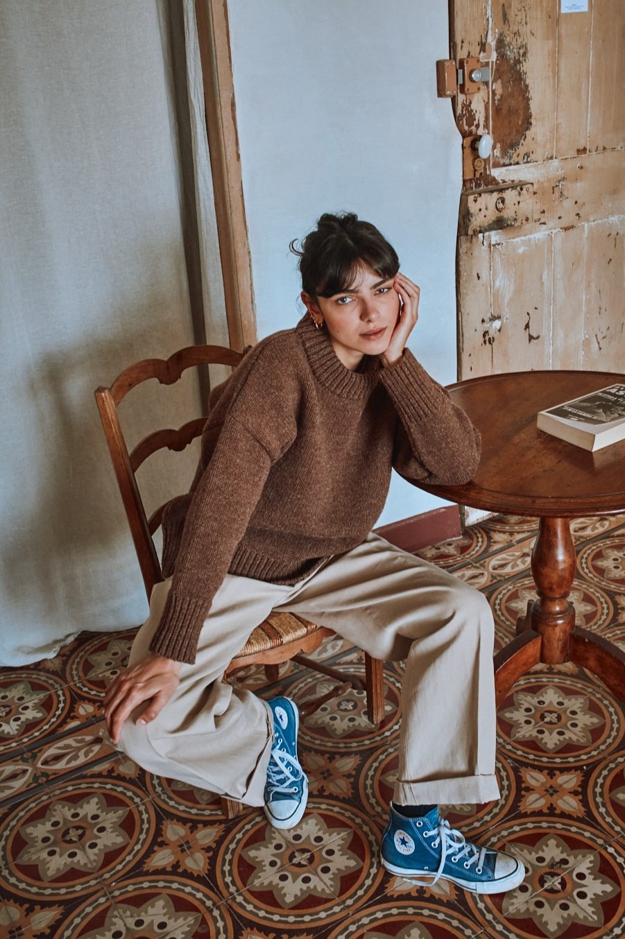 STEPHANIE Oversize Sweater in Merino Wool - Chocolate 100% cruelty- free and sustainable knitwear - L'envers