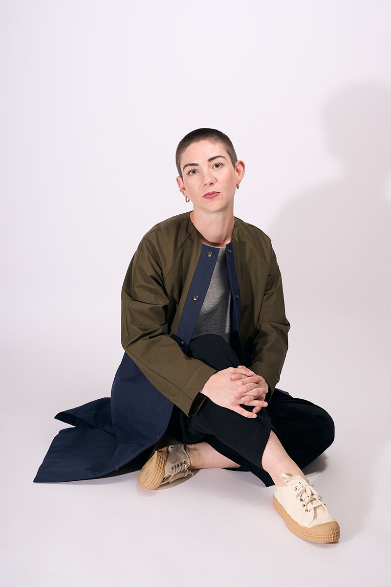 Waxed Cotton Overcoat || Mustard & Midnight Blue