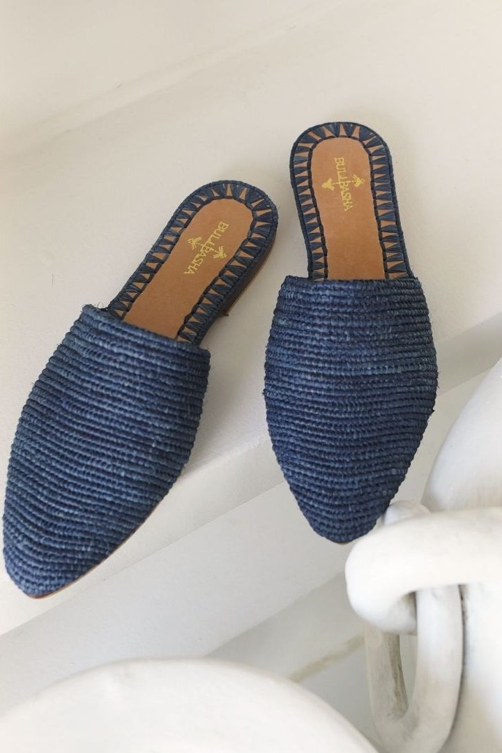 Babouche Blue, sustainable, handmade sandals made from natural materials by Bulibasha