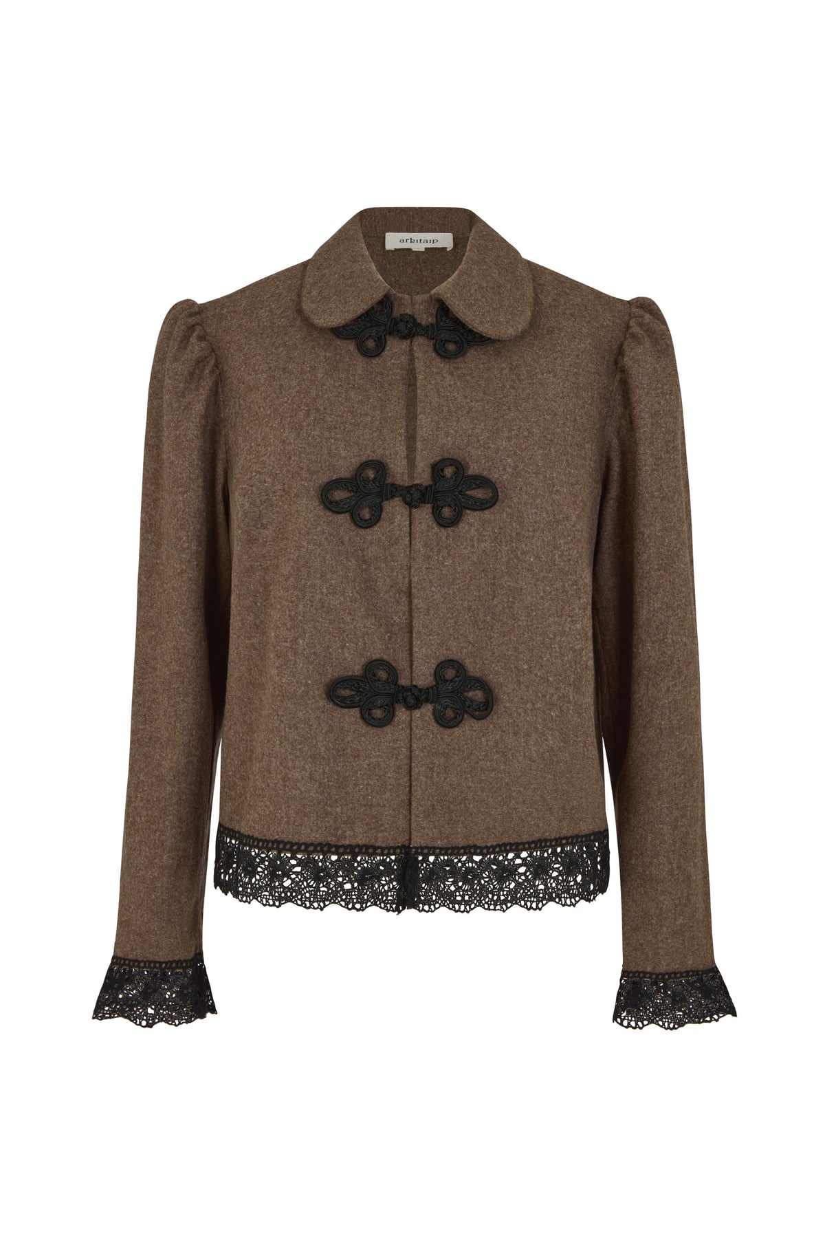 The Camille Rounded Collar Wool Overshirt in mocha