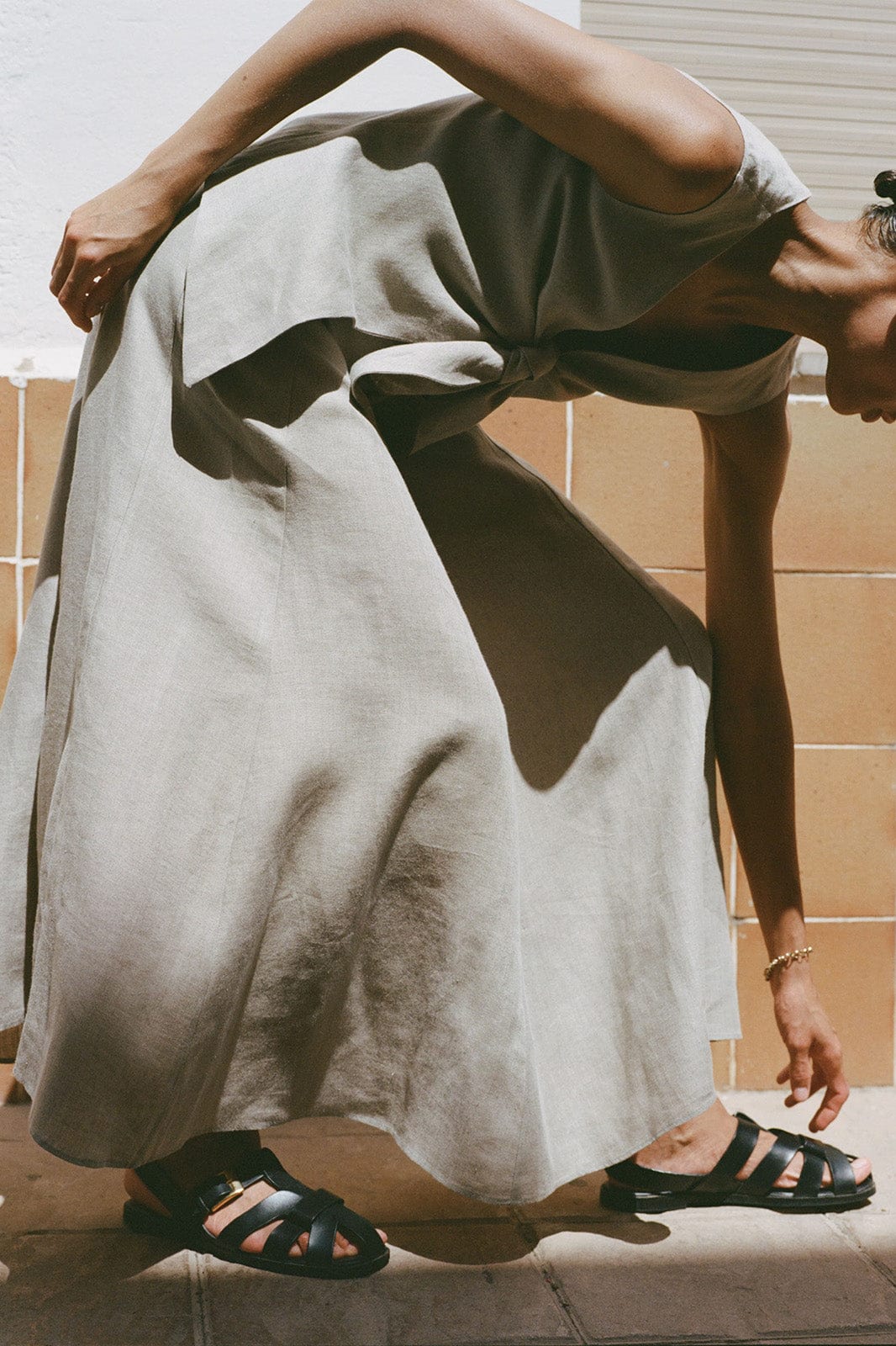 The Poppy Flowing Maxi Skirt in oatmeal