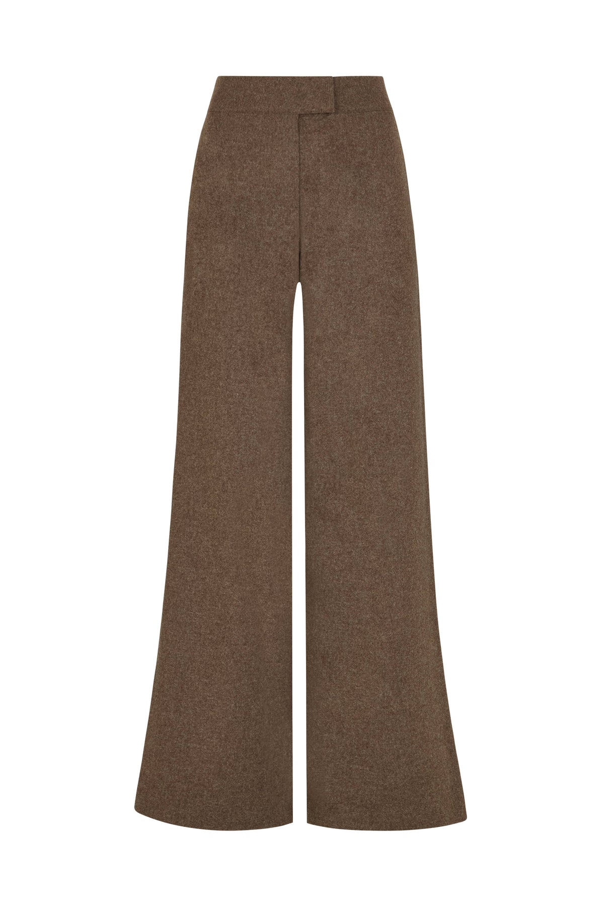 The Cora Cigarette Felted Wool Trousers in mocha