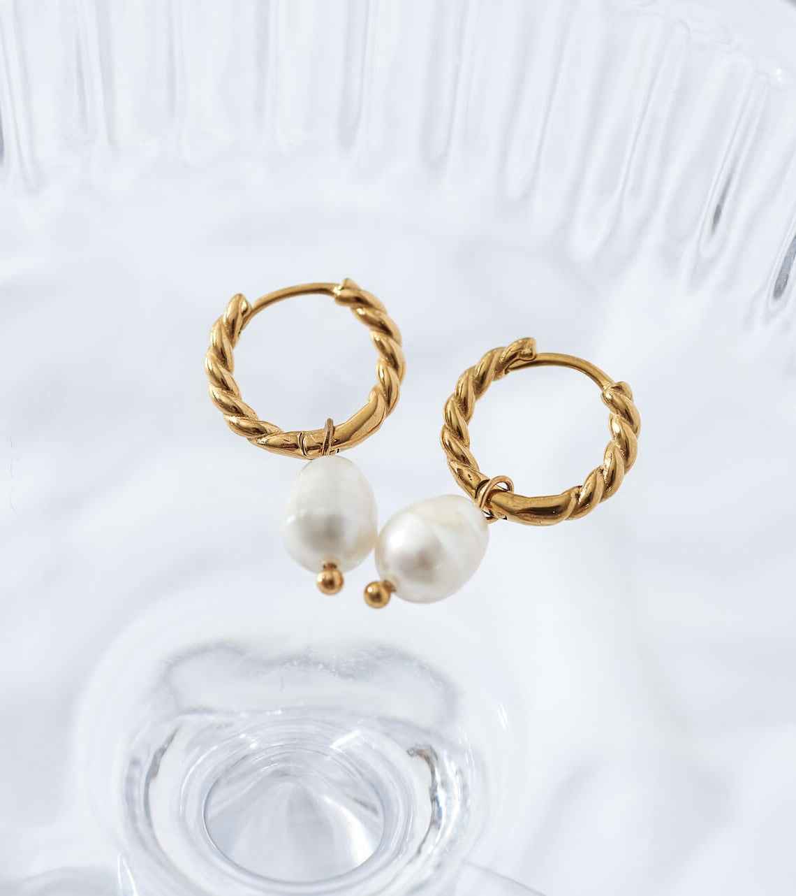 Gold Rope and Pearl Hoops